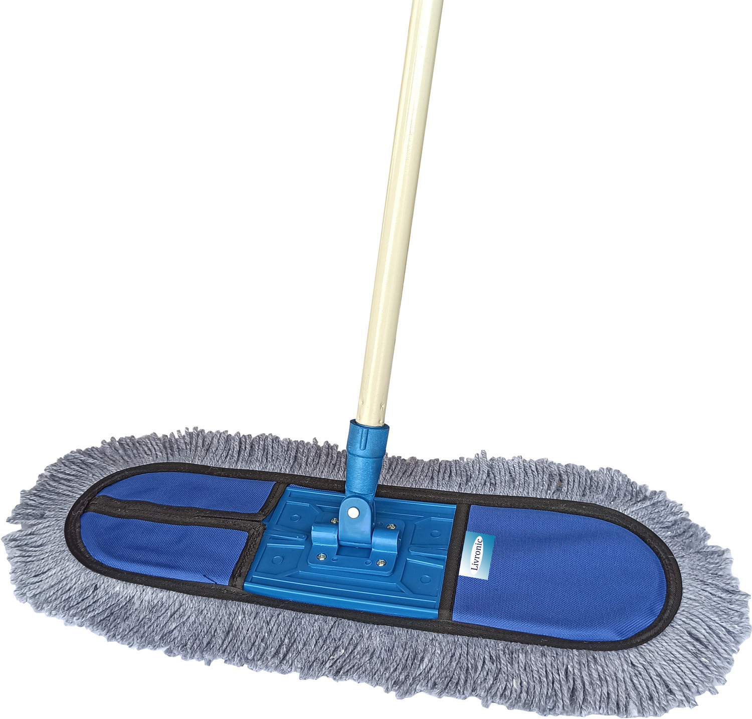 Image of Livronic Plastic Cotton Wet and Dry Floor Mop (18-Inch) with 4 Feet Long Handle Dust Mop (Multicolor)