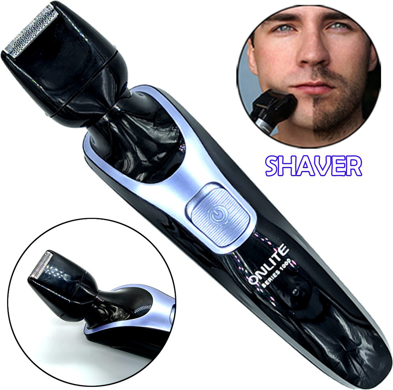 Image of ONNLITE Waterproof 4in1 Cordless Nose & Ear Beard Mustache Trimmer Hair Clipper TM Fully Waterproof Trimmer 120 min Runtime 3 Length Settings
