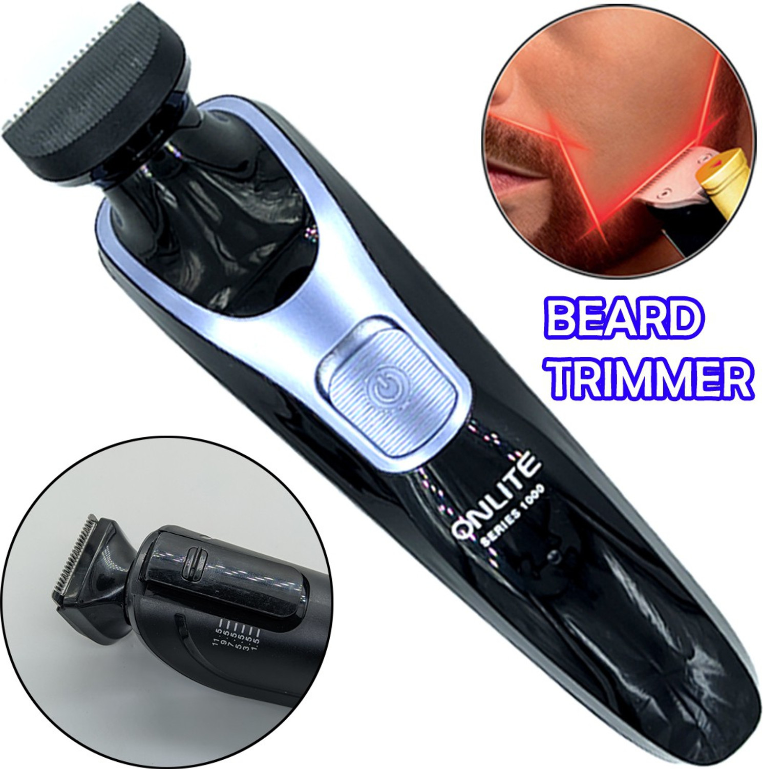 Image of ONNLITE Waterproof 4in1 Cordless Nose & Ear Beard Mustache Trimmer Hair Clipper TM Fully Waterproof Trimmer 120 min Runtime 3 Length Settings