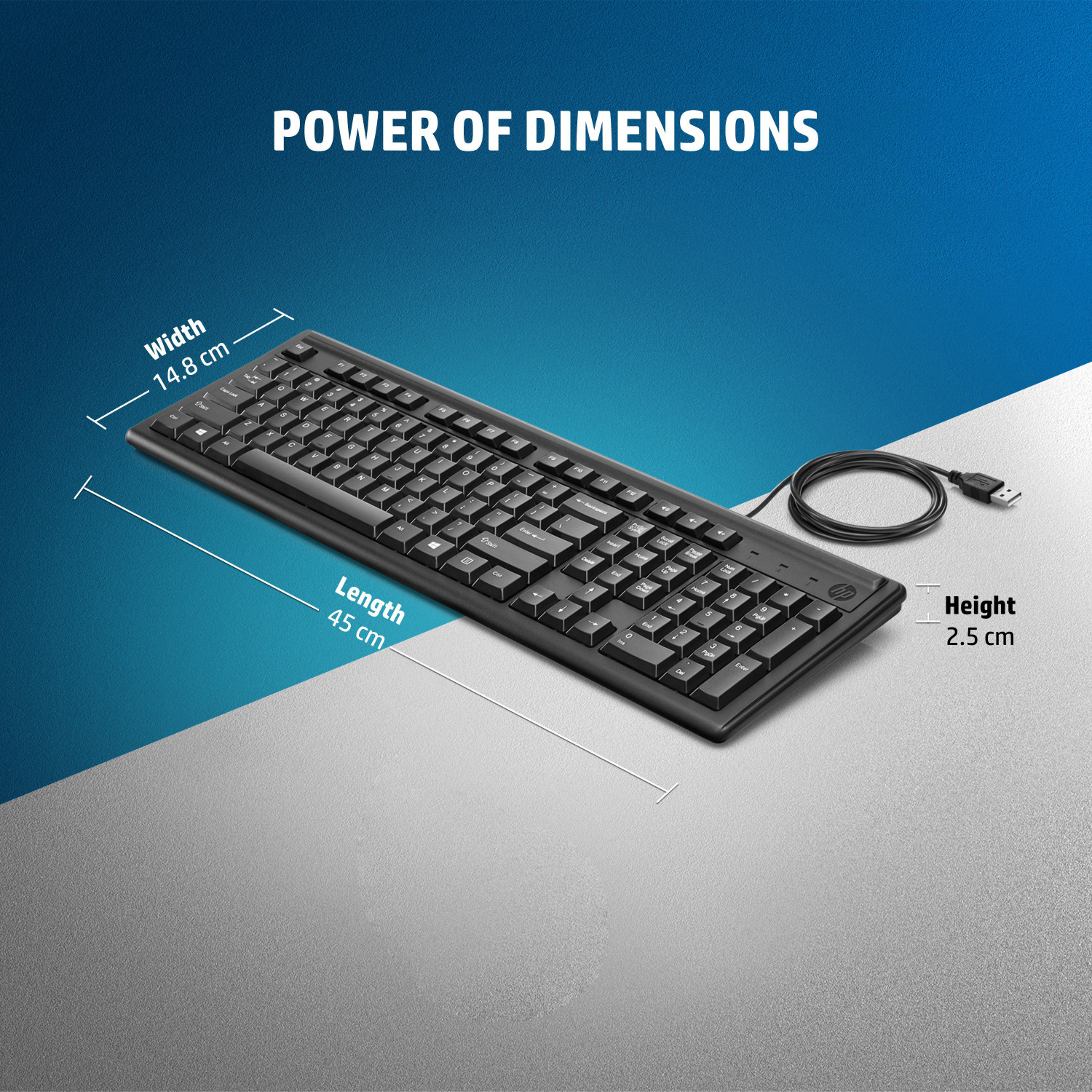 Image of HP 100 Wired USB Standard Desktop Keyboard Compatible with Desktop, Laptop, Mac