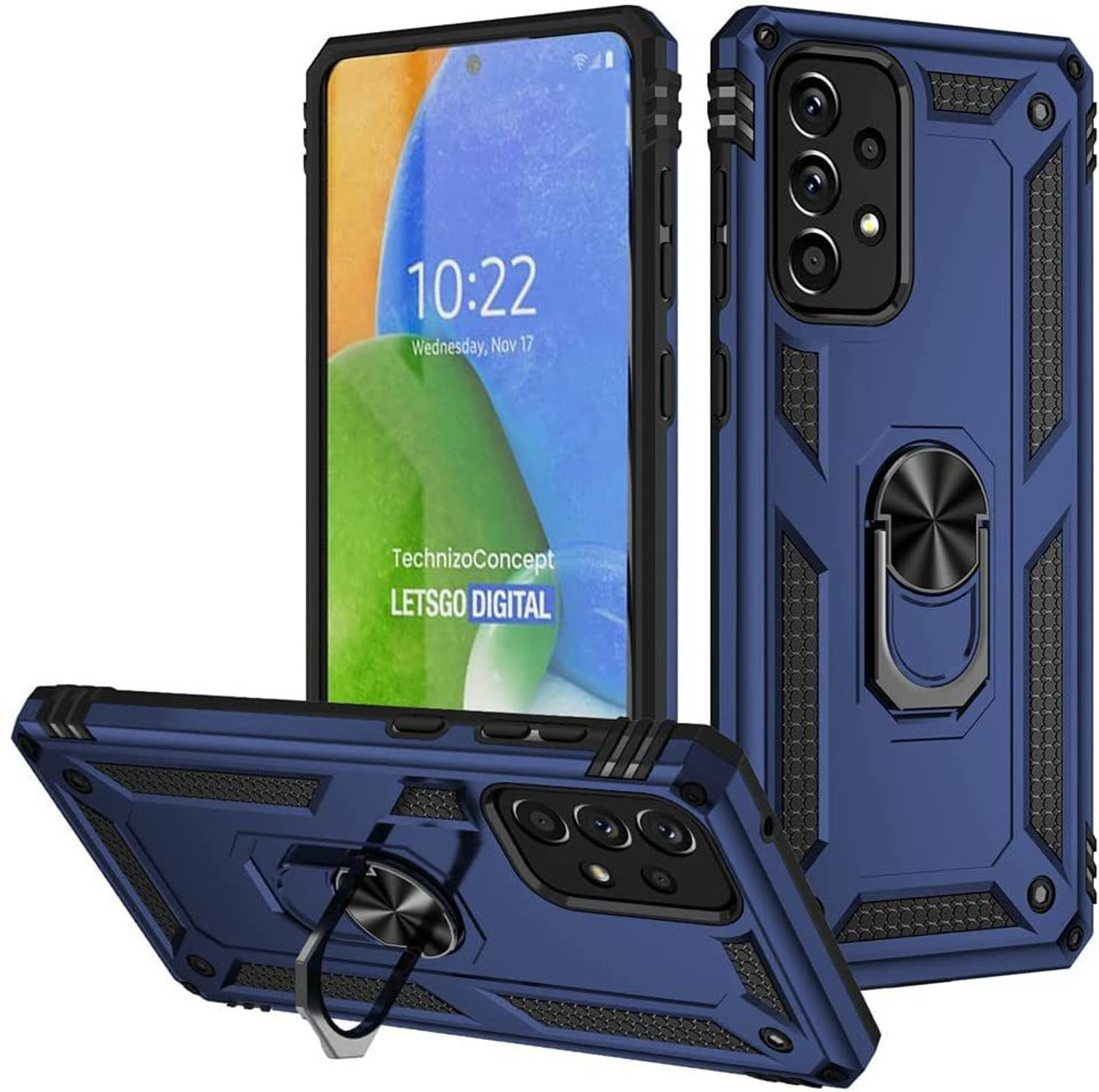 Image of RUNICHA Back Cover for SAMSUNG Galaxy A55 5G (Blue, Shock Proof, Metal, Rubber, Pack of: 1)