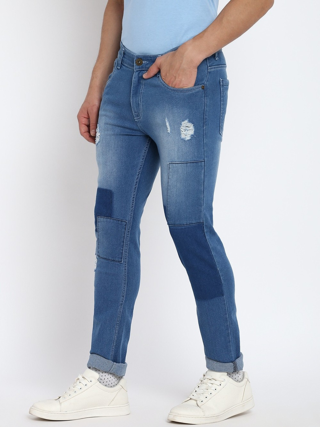 Image of abof by Aditya Birla Slim Men Blue Jeans