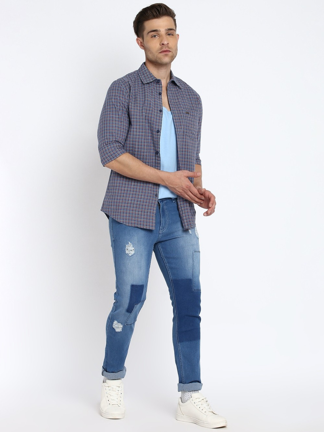 Image of abof by Aditya Birla Slim Men Blue Jeans