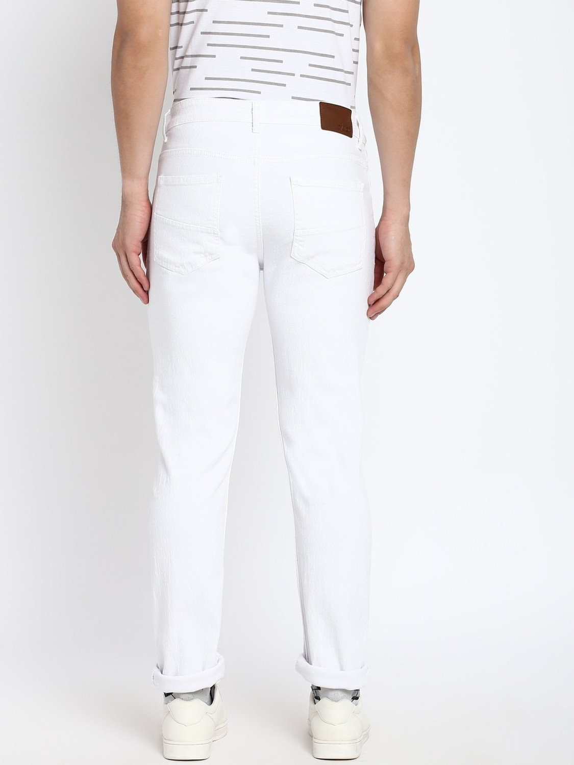 Image of abof by Aditya Birla Slim Men White Jeans