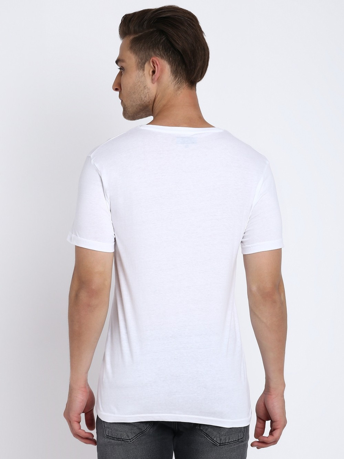 Image of Aditya Birla - abof Printed Men Round Neck White T-Shirt