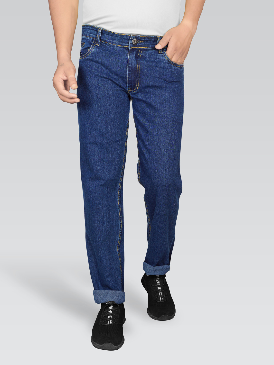 Image of JUST BLACK Men Regular Mid Rise Grey Jeans