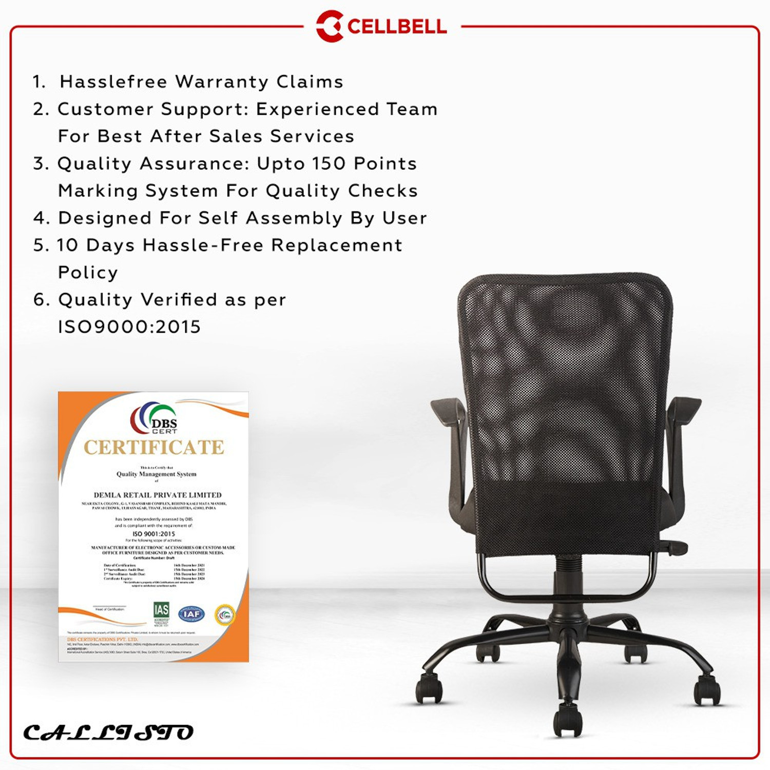 Image of CELLBELL CELLBELL Calisto C83 Mesh Mid-Back Mesh Office Arm Chair Mesh Office Arm Chair