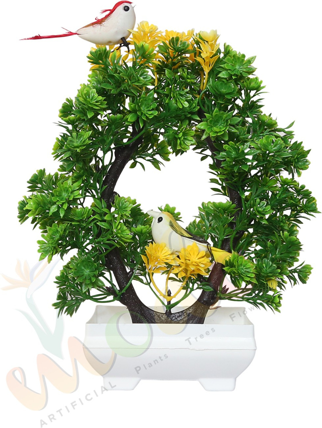 Image of MODO Artificial Bonsoi Tree with Sparrow for Living Room Decor Bonsai Wild Artificial Plant with Pot