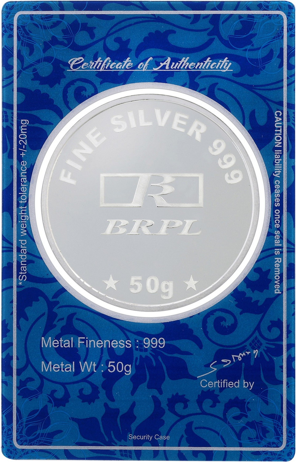 Image of Bangalore Refinery Om S 999 50 g Silver Coin