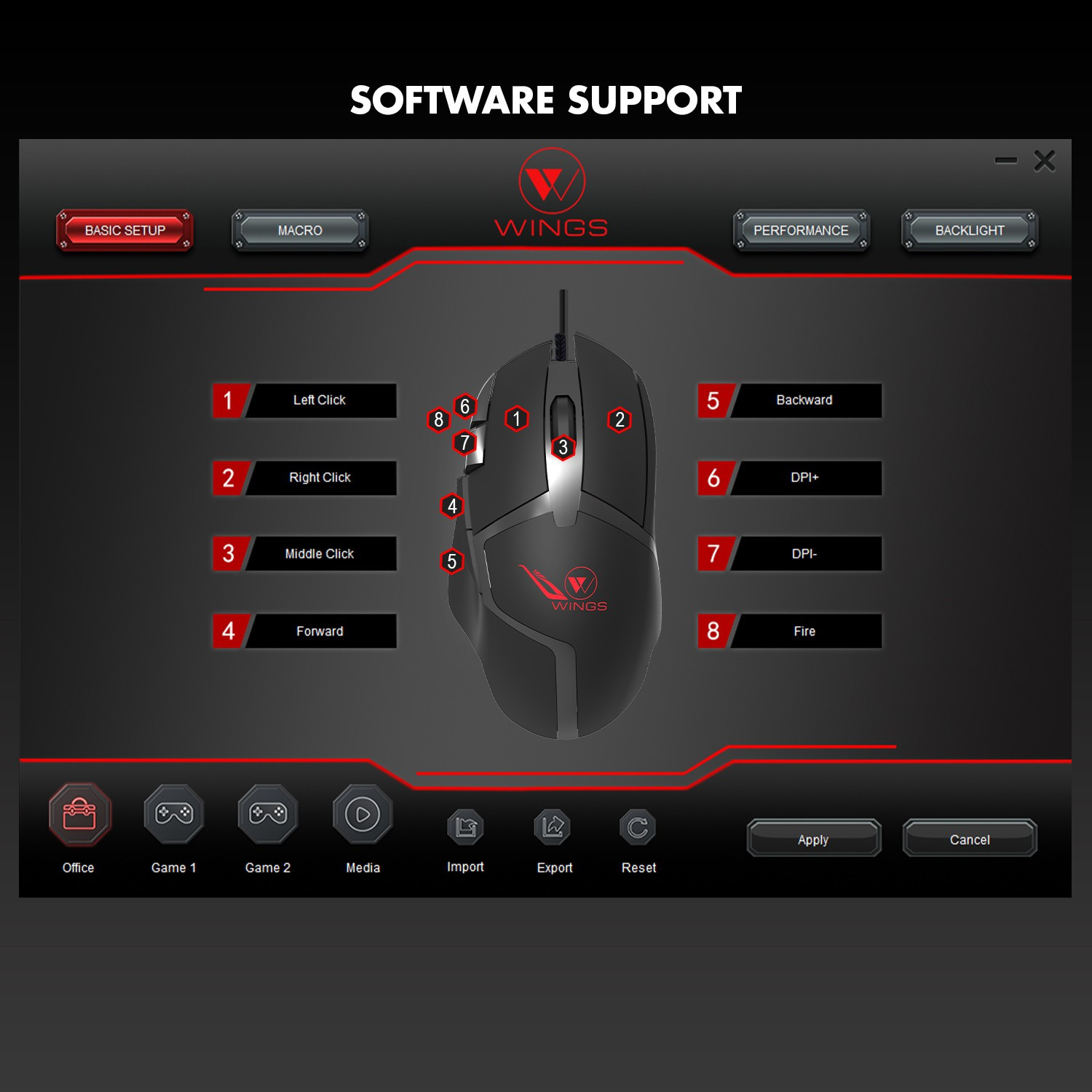 Image of Wings GRIND100 Wired USB Standard Gaming Keyboard Compatible with Desktop, Laptop, Mac