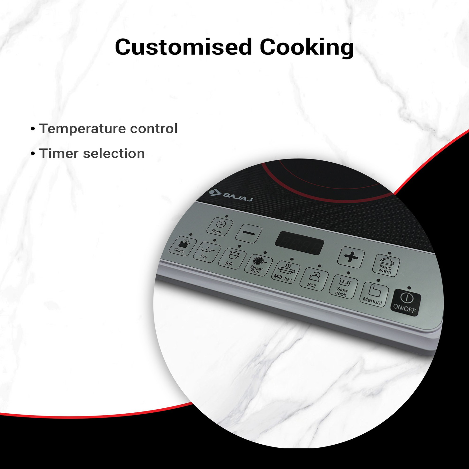 BAJAJ ICX Pearl Induction Cooktop (Black, White, Push Button) Price