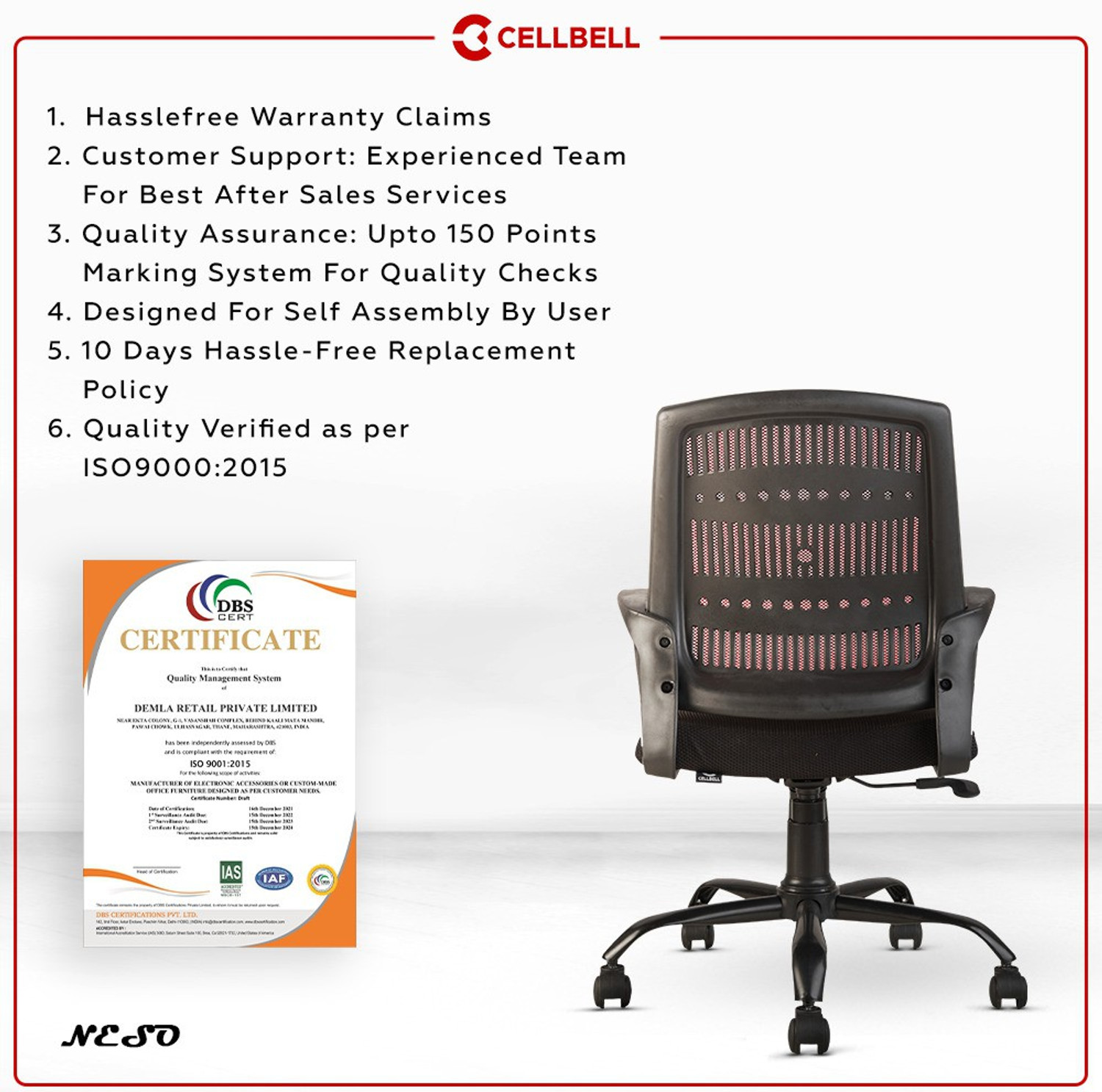 Image of CELLBELL Neso C106 Mid Back Mesh Office Executive Chair
