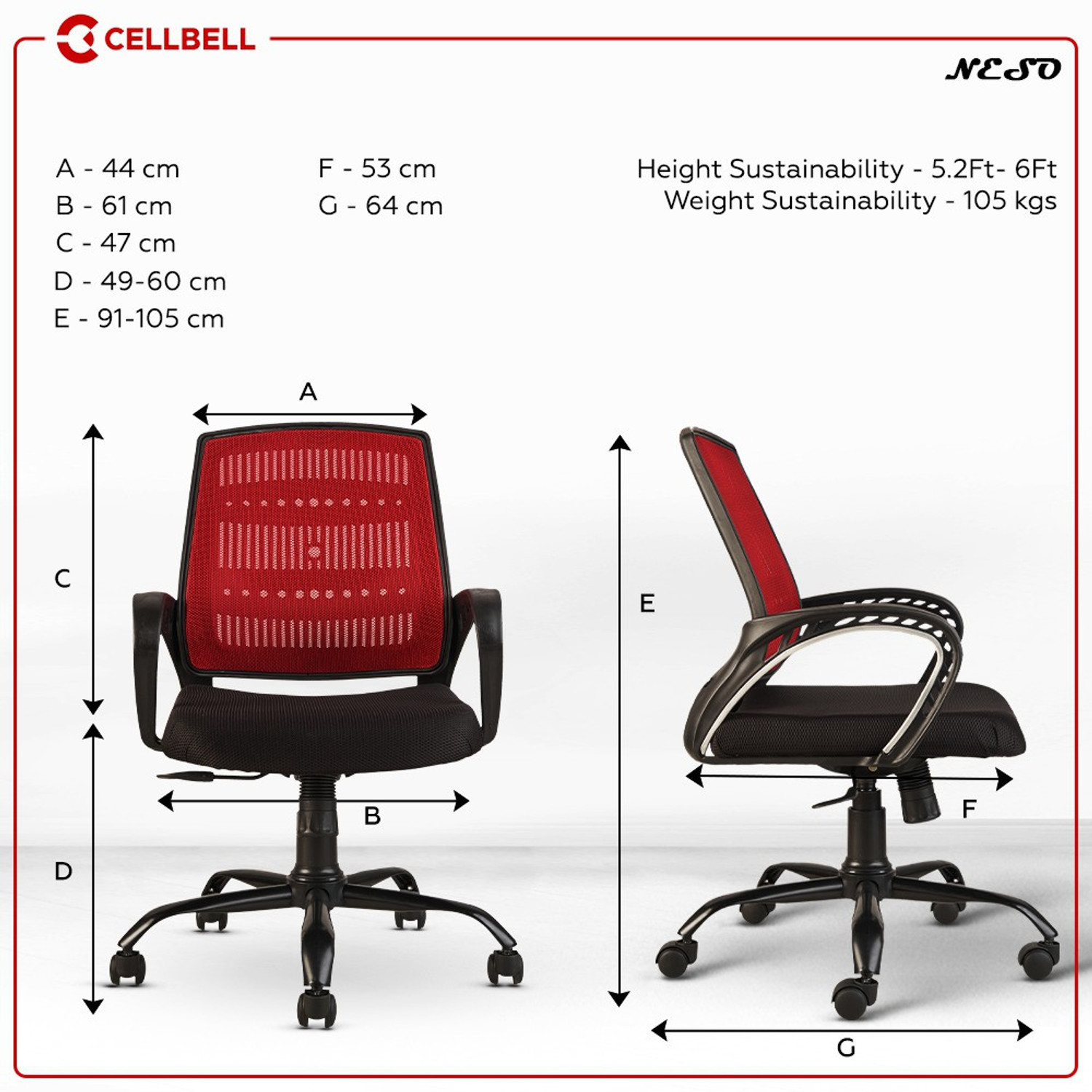 Image of CELLBELL Neso C106 Mid Back Mesh Office Executive Chair