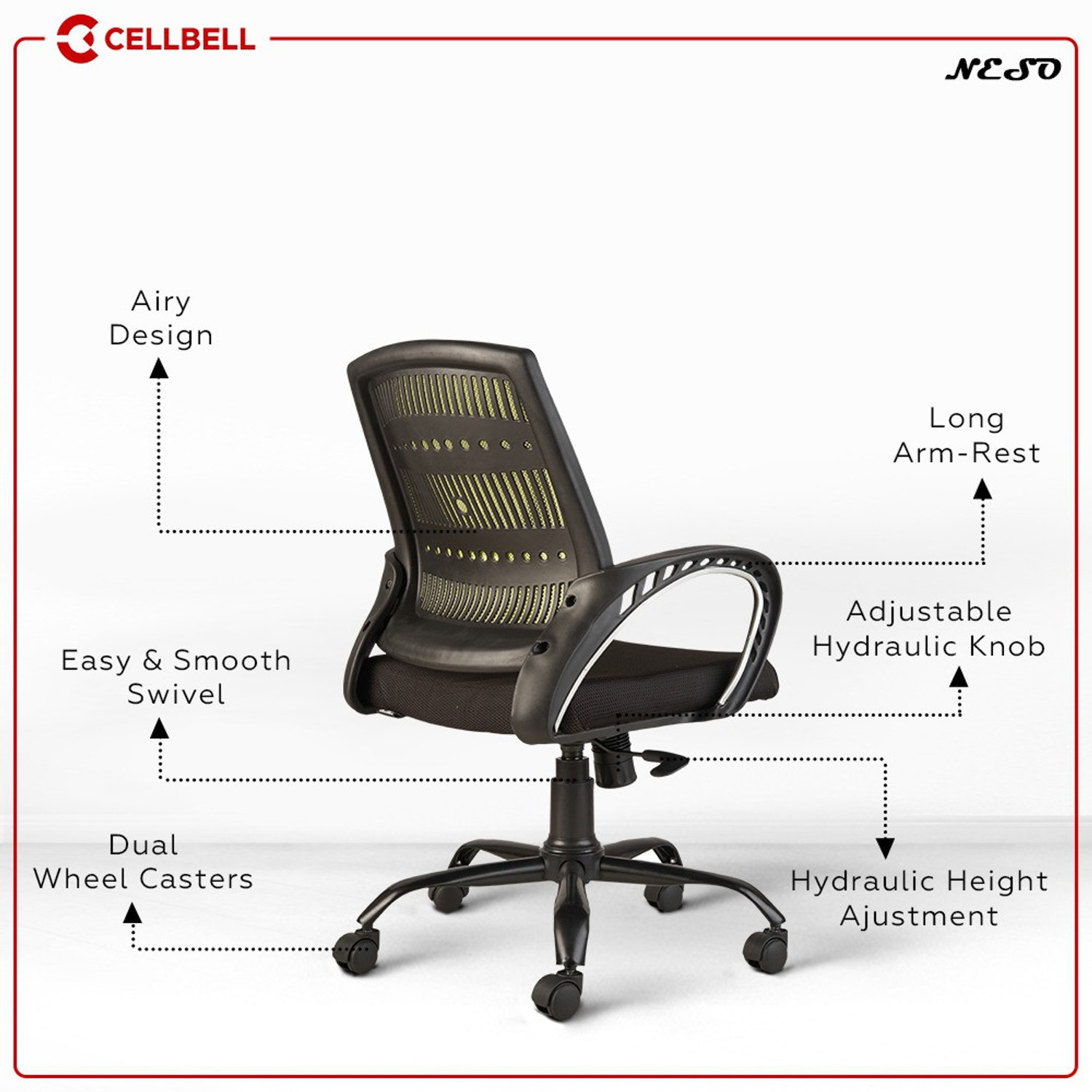 Image of CELLBELL Neso C106 Mid Back Mesh Office Executive Chair