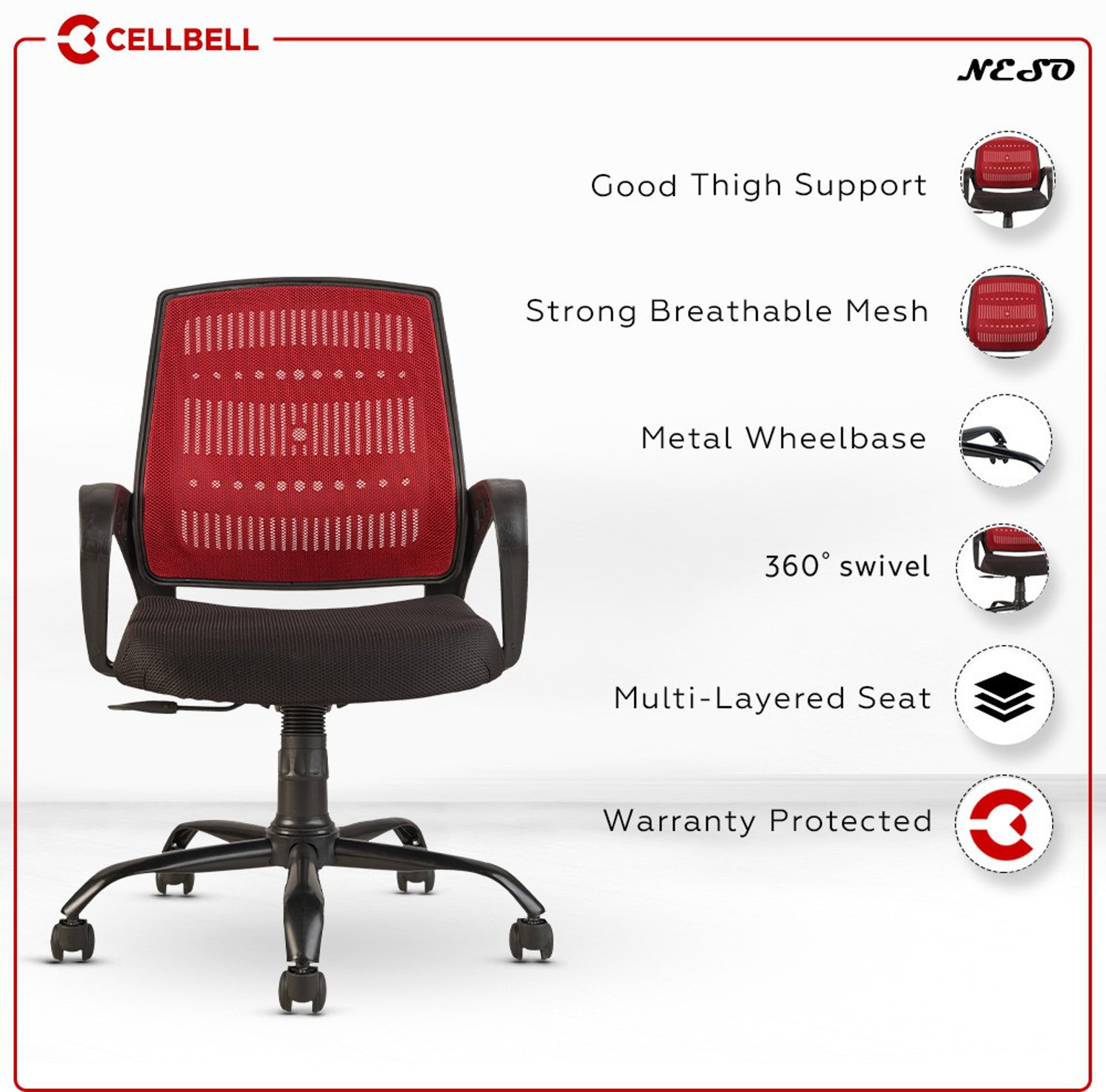 Image of CELLBELL Neso C106 Mid Back Mesh Office Executive Chair