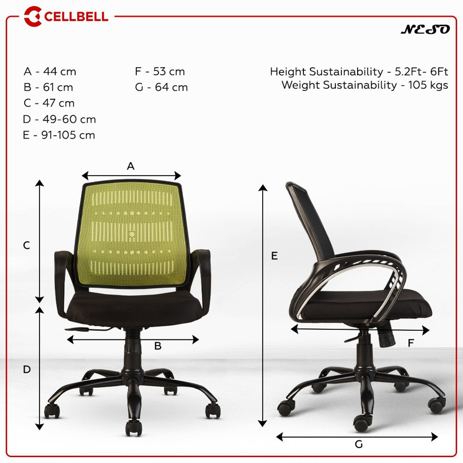 Image of CELLBELL Neso C106 Mid Back Mesh Office Executive Chair