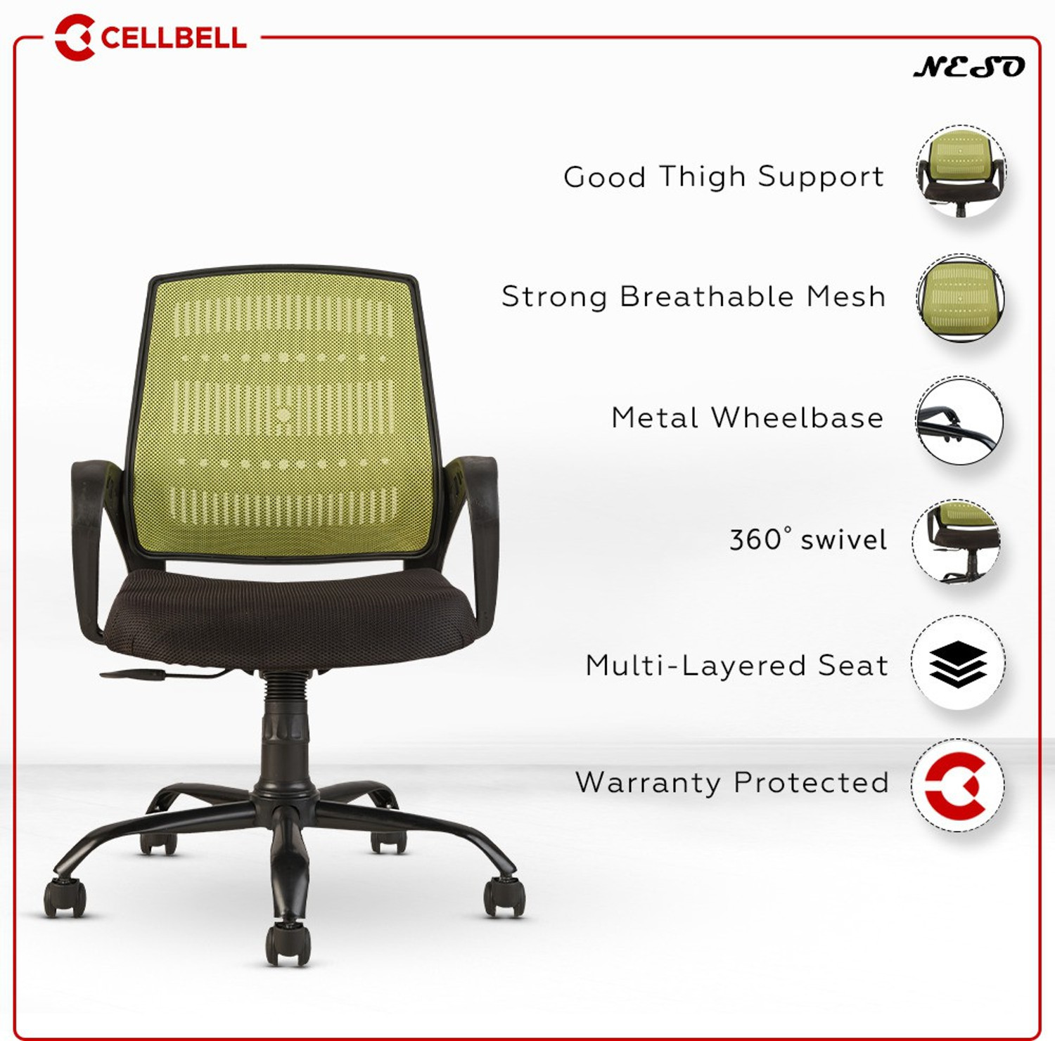 Image of CELLBELL Neso C106 Mid Back Mesh Office Executive Chair
