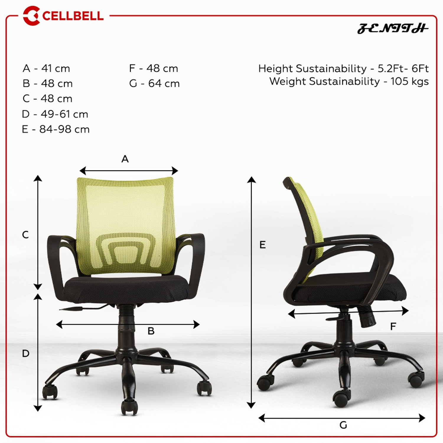 Image of CELLBELL CELLBELL Zenith C107 Mid Back Mesh Office Executive Chair Mesh Office Executive Chair