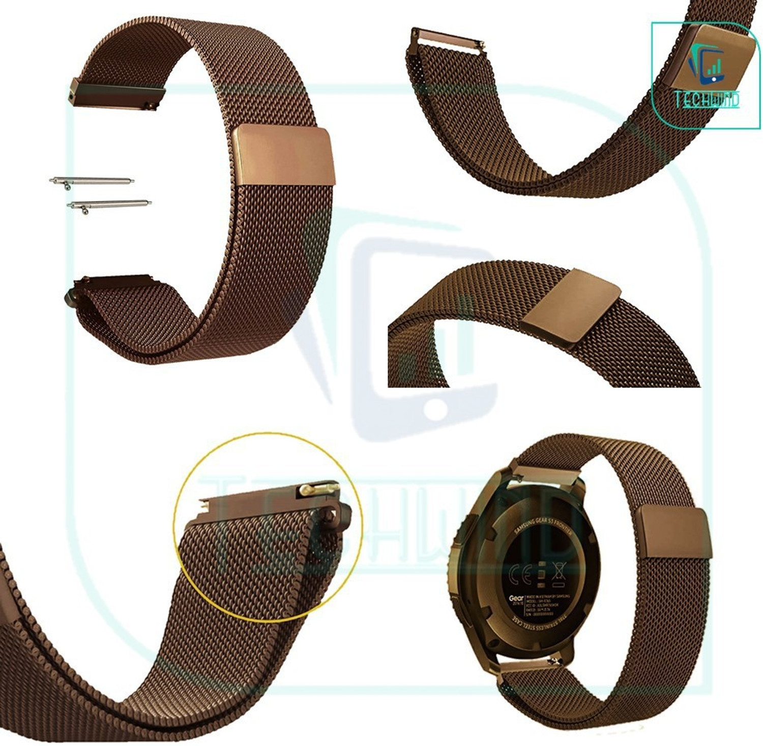 Image of TECHWIND 22MM Metal Magnetic Watch Belt Milanese Loop (CHECK MODEL LIST) Smart Watch Band Smart Watch Strap