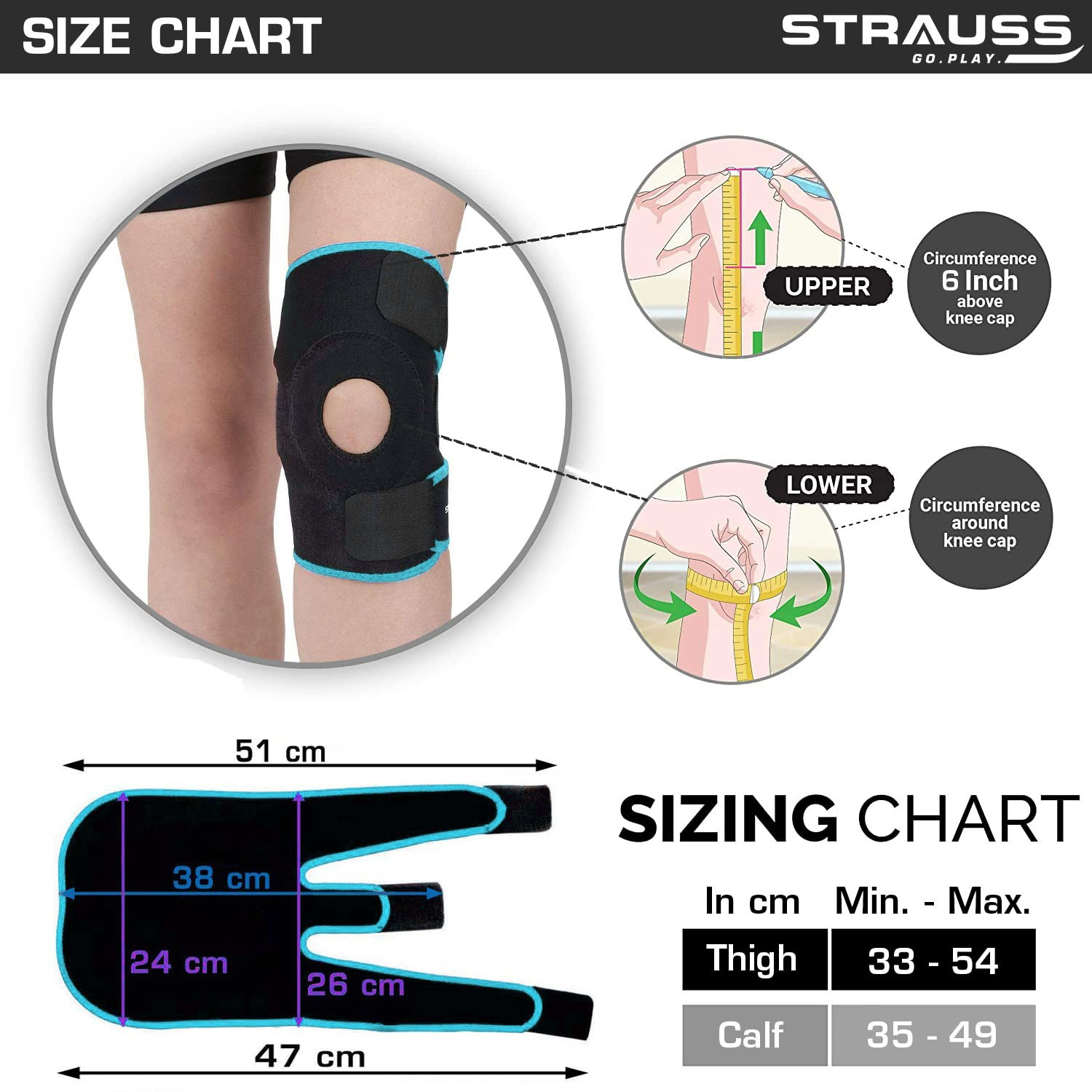 Image of Strauss Adjustable Knee Support Patella | Knee Cap | Knee Brace | Knee Band (Single) Knee Support