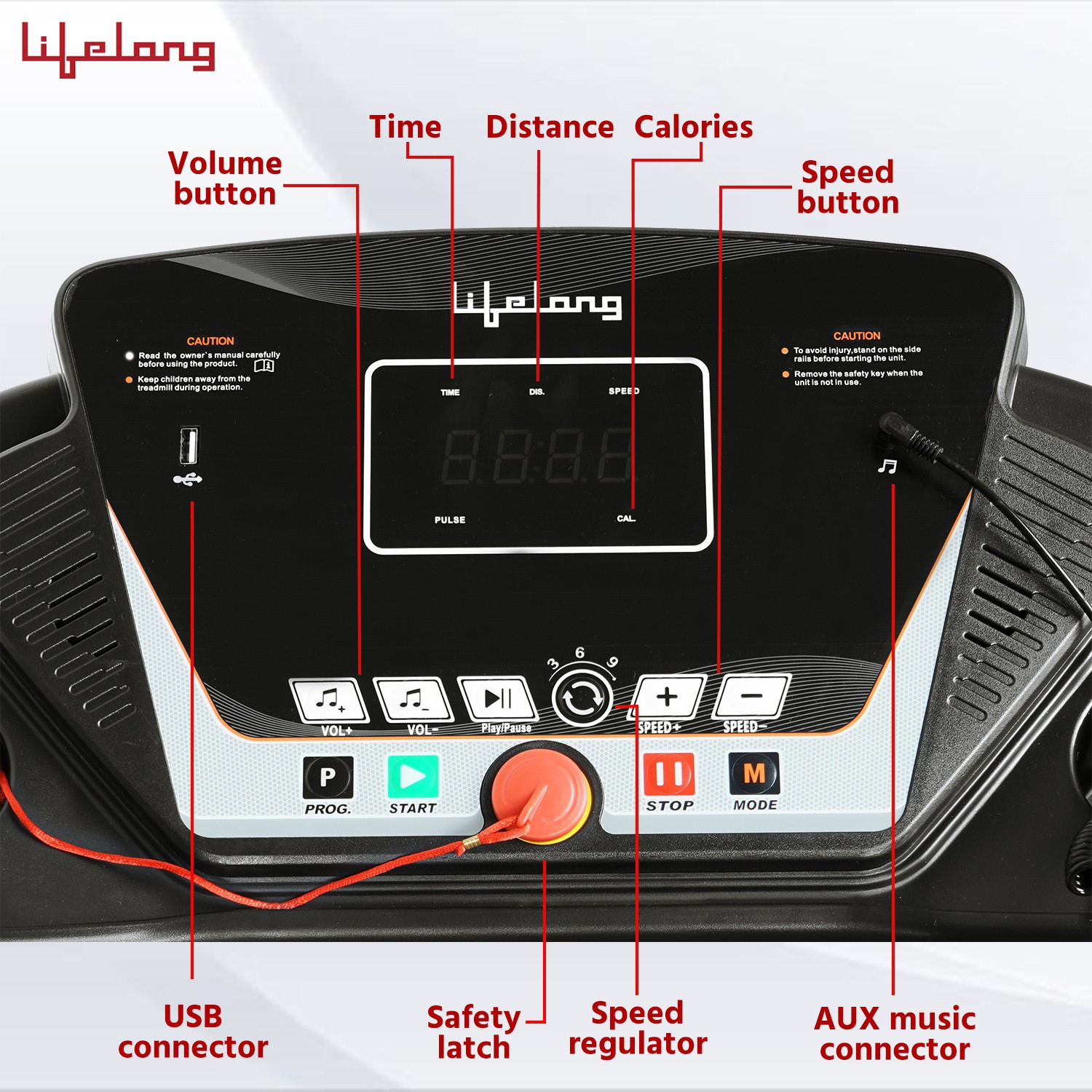 Image of Lifelong Fit Pro 4 hp with Heart Rate Sensor Motorized Treadmill (Max Weight:100 kg)