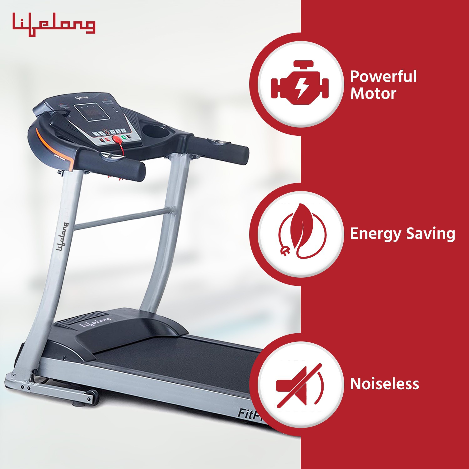 Image of Lifelong Fit Pro 4 hp with Heart Rate Sensor Motorized Treadmill (Max Weight:100 kg)