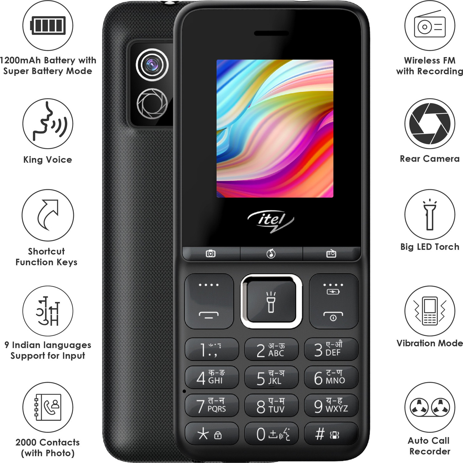 Image of itel It2175 Keypad Mobile|1200 mAh battery|Expandable Storage upto 32GB