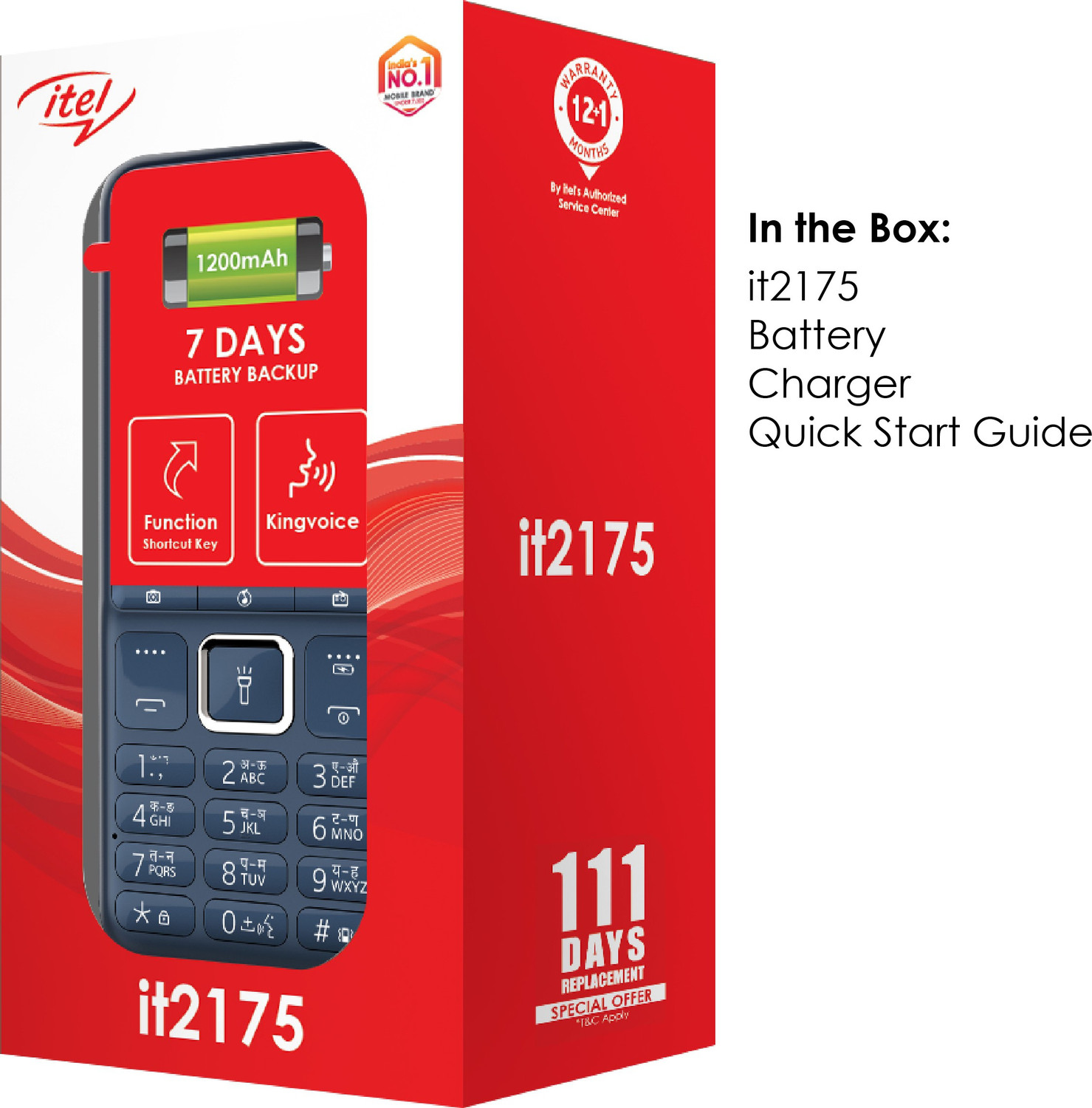 Image of itel It2175 Keypad Mobile|1200 mAh battery|Expandable Storage upto 32GB