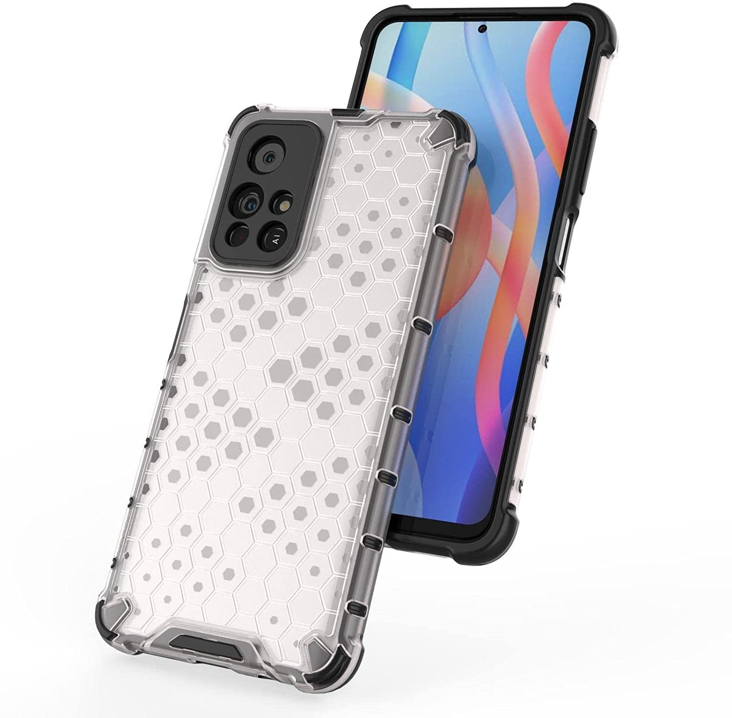 Image of Accessories Kart Back Cover for Xiaomi 11i Hypercharger 5G Edge to Edge Boom Transparent Honeycomb case (Transparent, Shock Proof, Pack of: 1)