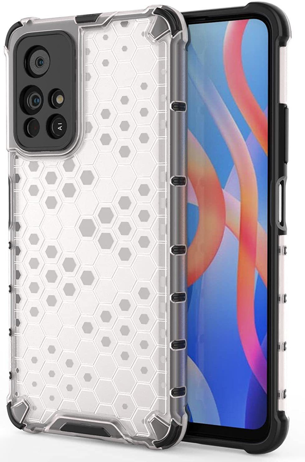Image of Accessories Kart Back Cover for Xiaomi 11i Hypercharger 5G Edge to Edge Boom Transparent Honeycomb case (Transparent, Shock Proof, Pack of: 1)