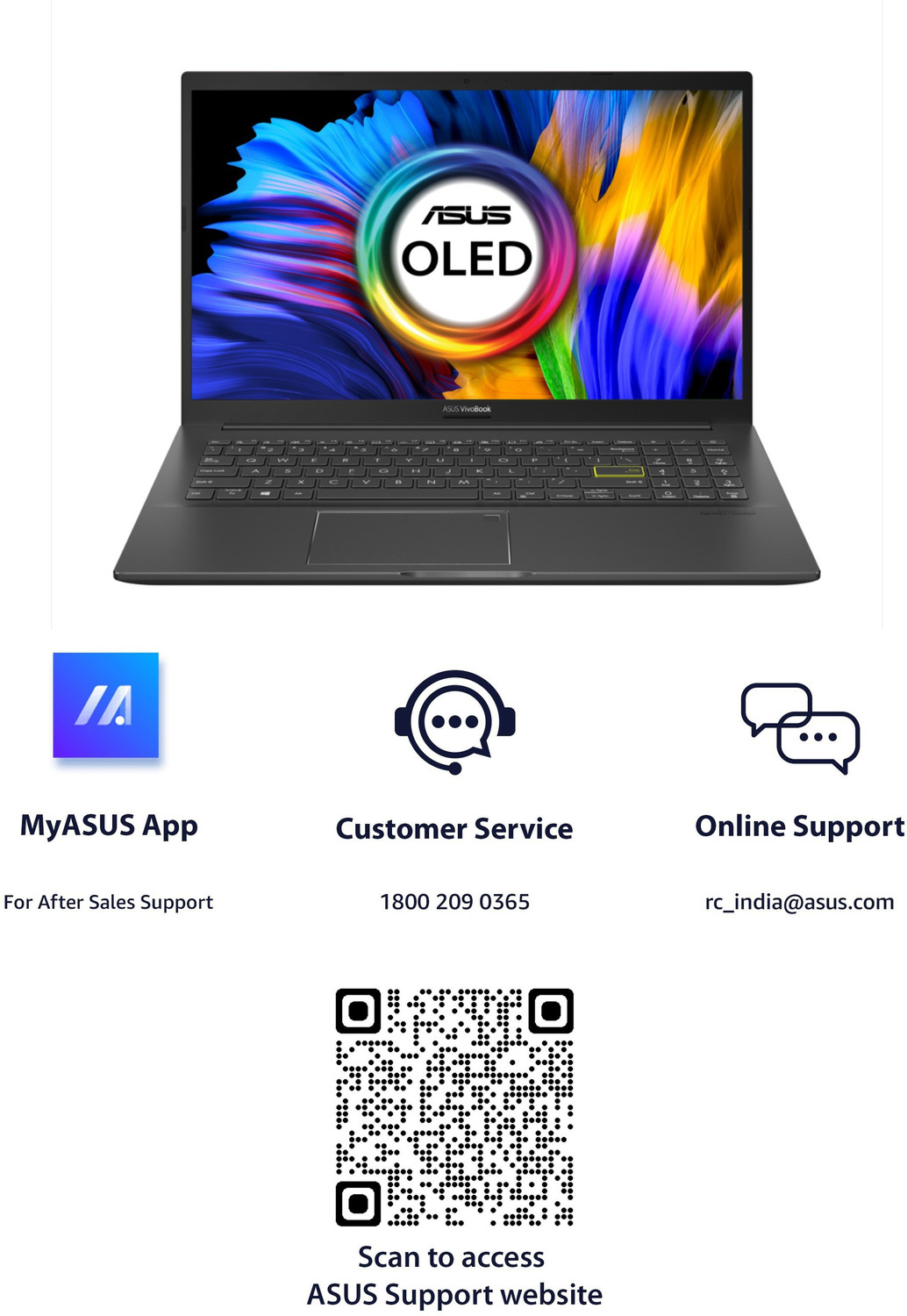 Image of ASUS VivoBook K15 OLED Intel Core i3 11th Gen 1115G4 - (8 GB /512 GB SSD /Windows 11 Home) K513EA-L312WS Thin and Light Laptop