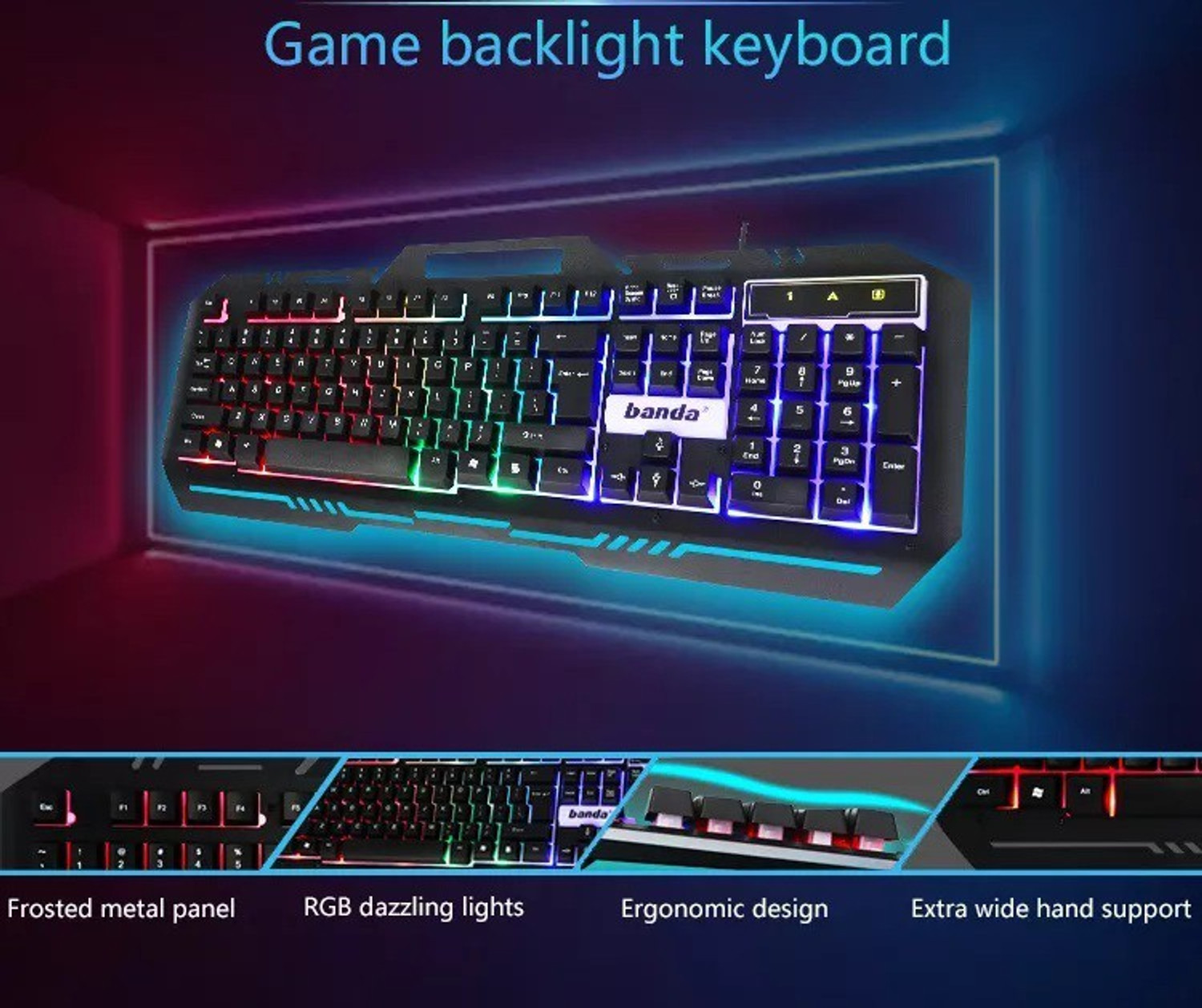 Image of FKU RGB GAMING KEYBOARD, TWOLF RGB 3200DPI WIRED GAMING MOUSE, 800X300X2MM MOUSE PAD Wired USB Gaming Keyboard