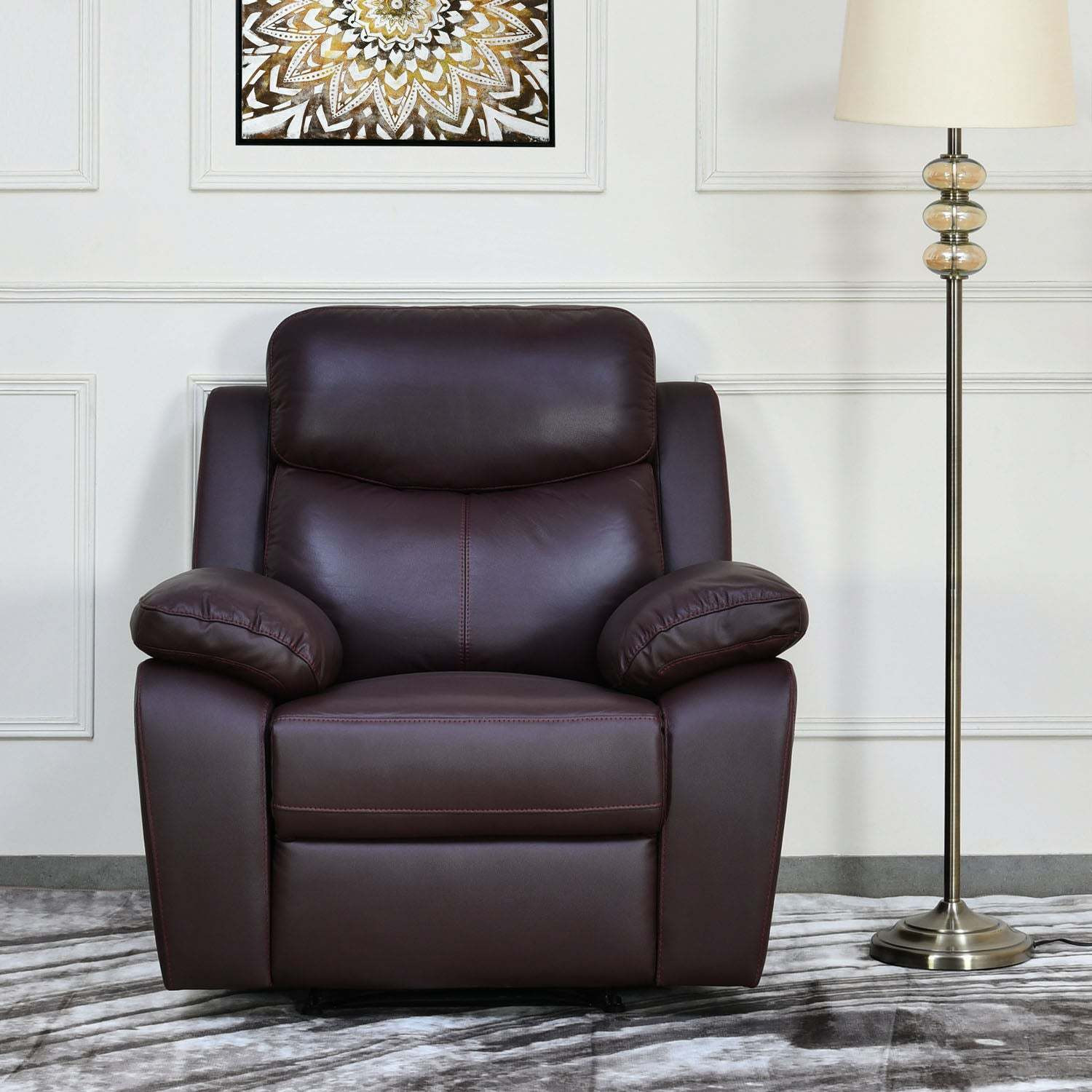 Image of @Home by nilkamal Mandy Leather Manual Recliner