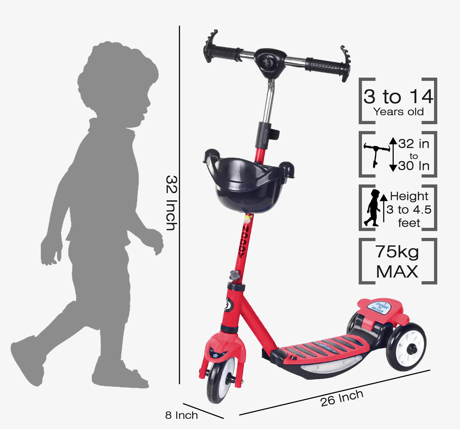Sasimo Scooter for Kids 3 Wheeler Foldable Kick Skating Cycle