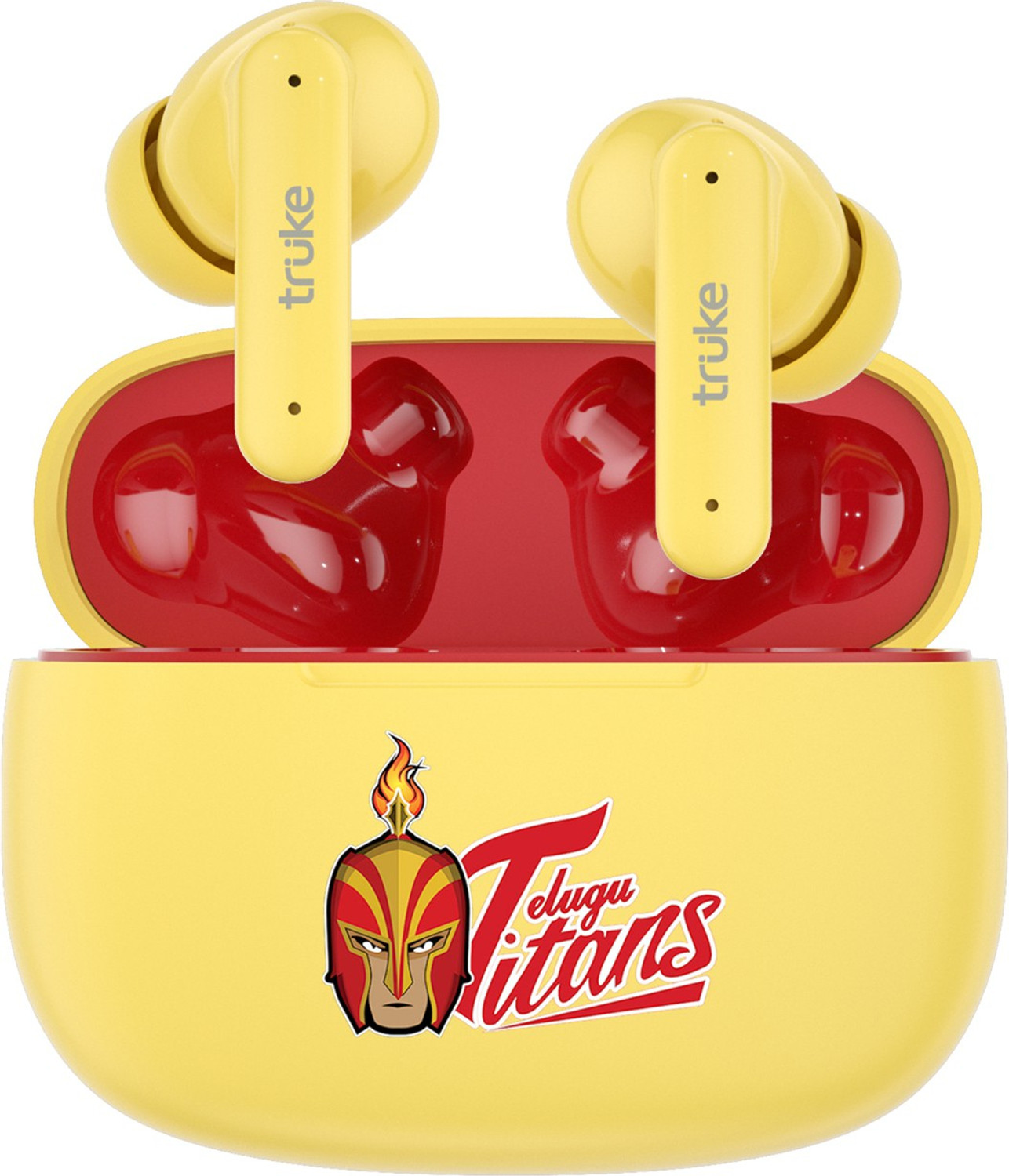 Image of truke Air Buds Lite with Quad Mic ENC, 10mm Driver, Ear Sensor, 48Hours Playtime Bluetooth Gaming (Yellow, True Wireless)