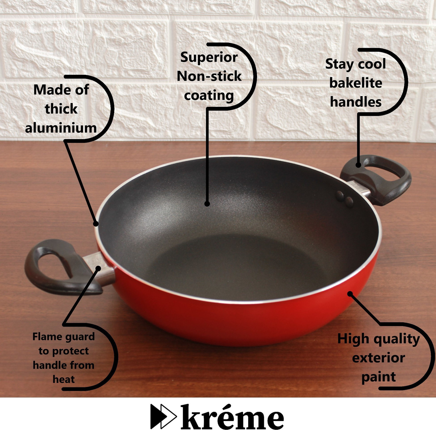 Image of Kreme 8 Pcs (Non Induction) Non-Stick Coated Cookware Set