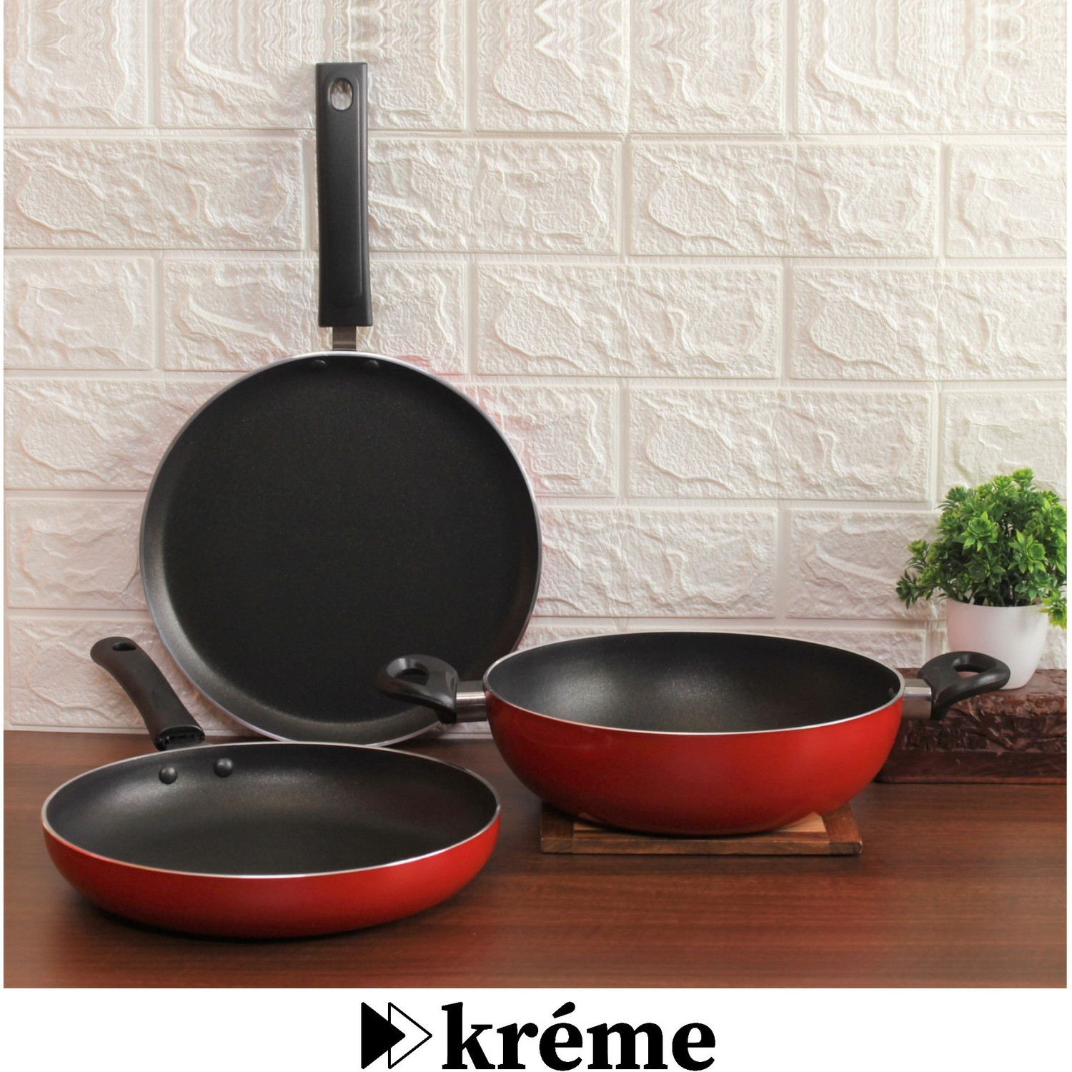 Image of Kreme 8 Pcs (Non Induction) Non-Stick Coated Cookware Set