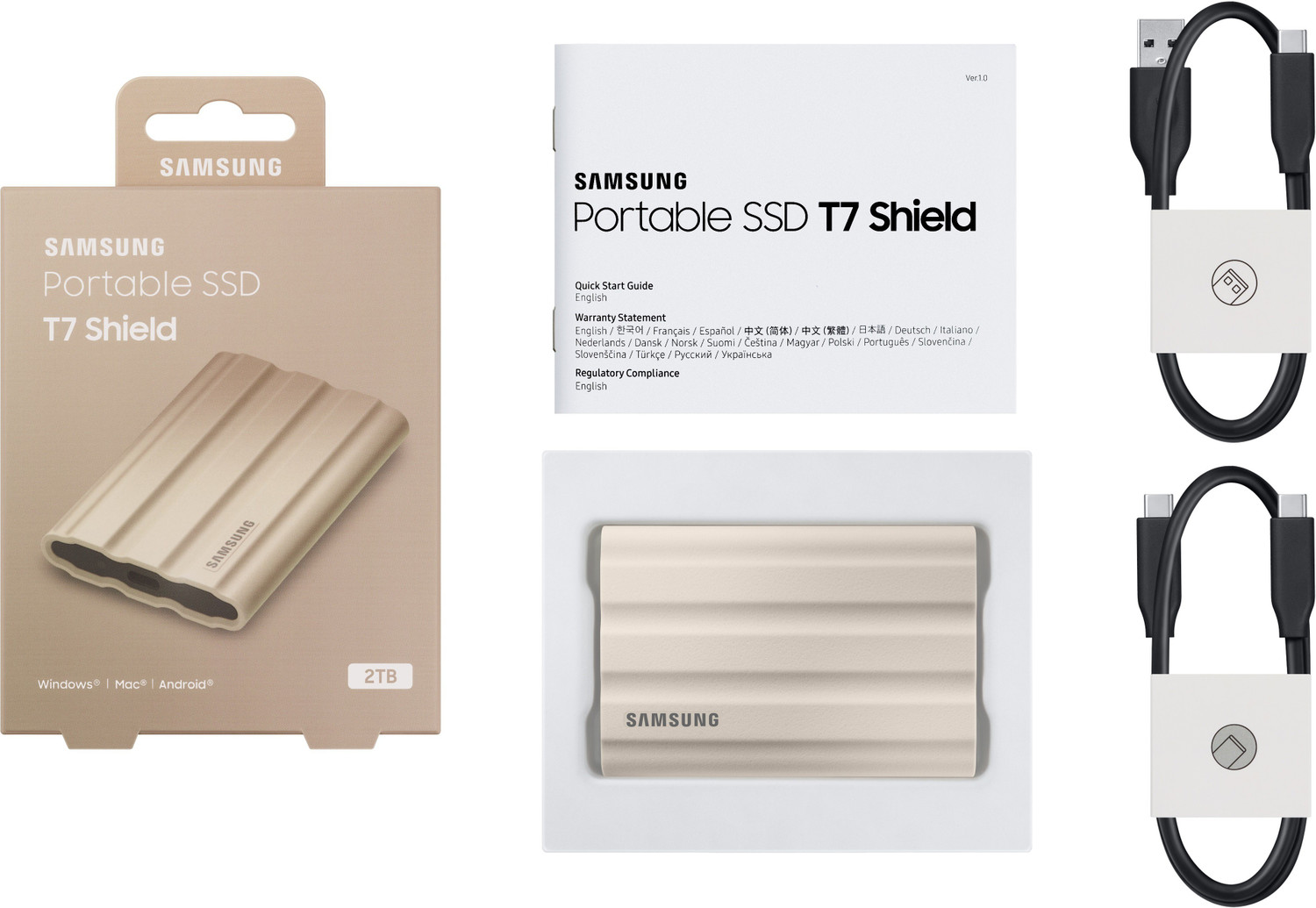 Image of Samsung T7 Shield 2 TB External Solid State Drive (SSD) 1050 MB /s, USB 3.2 Gen 2, IP65 Rated, Compatible with Windows and Mac