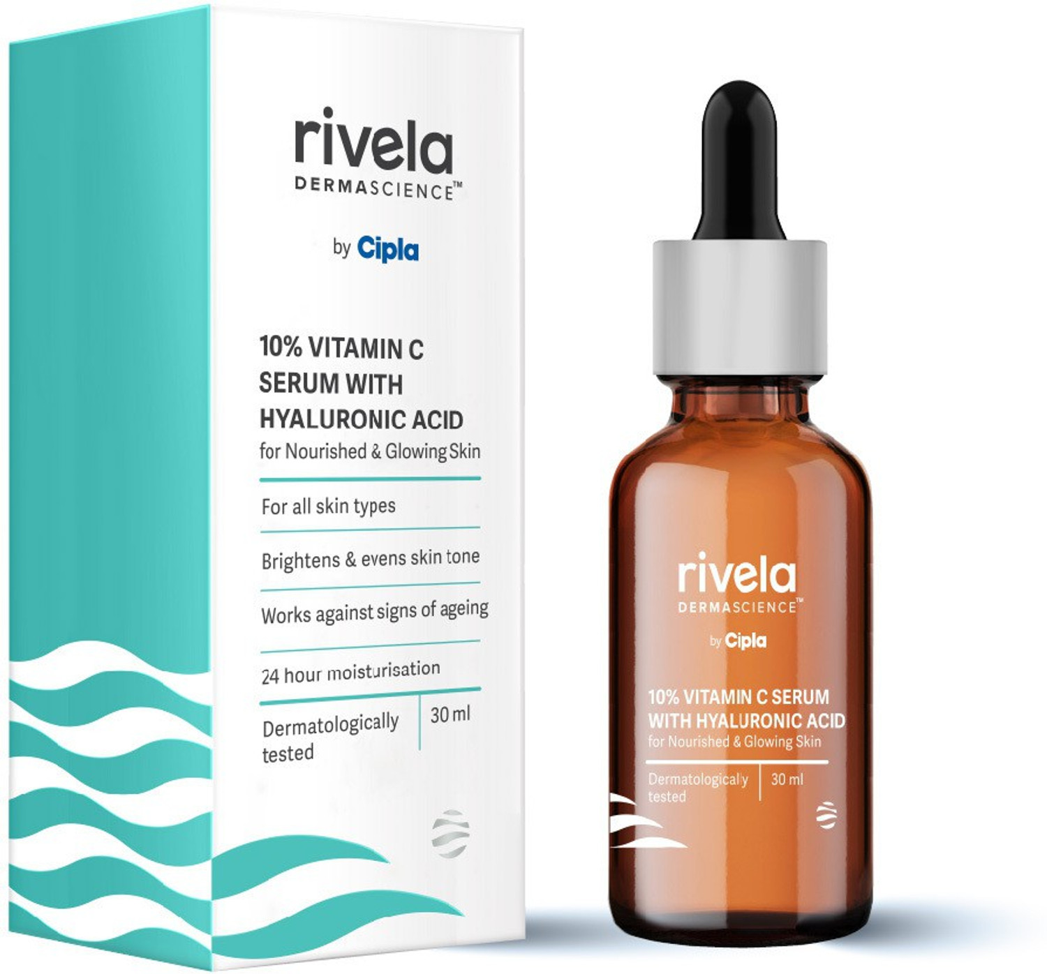 Image of Rivela Dermascience 10% Vitamin C Serum with Hyaluronic Acid for Radiant and Glowing Skin