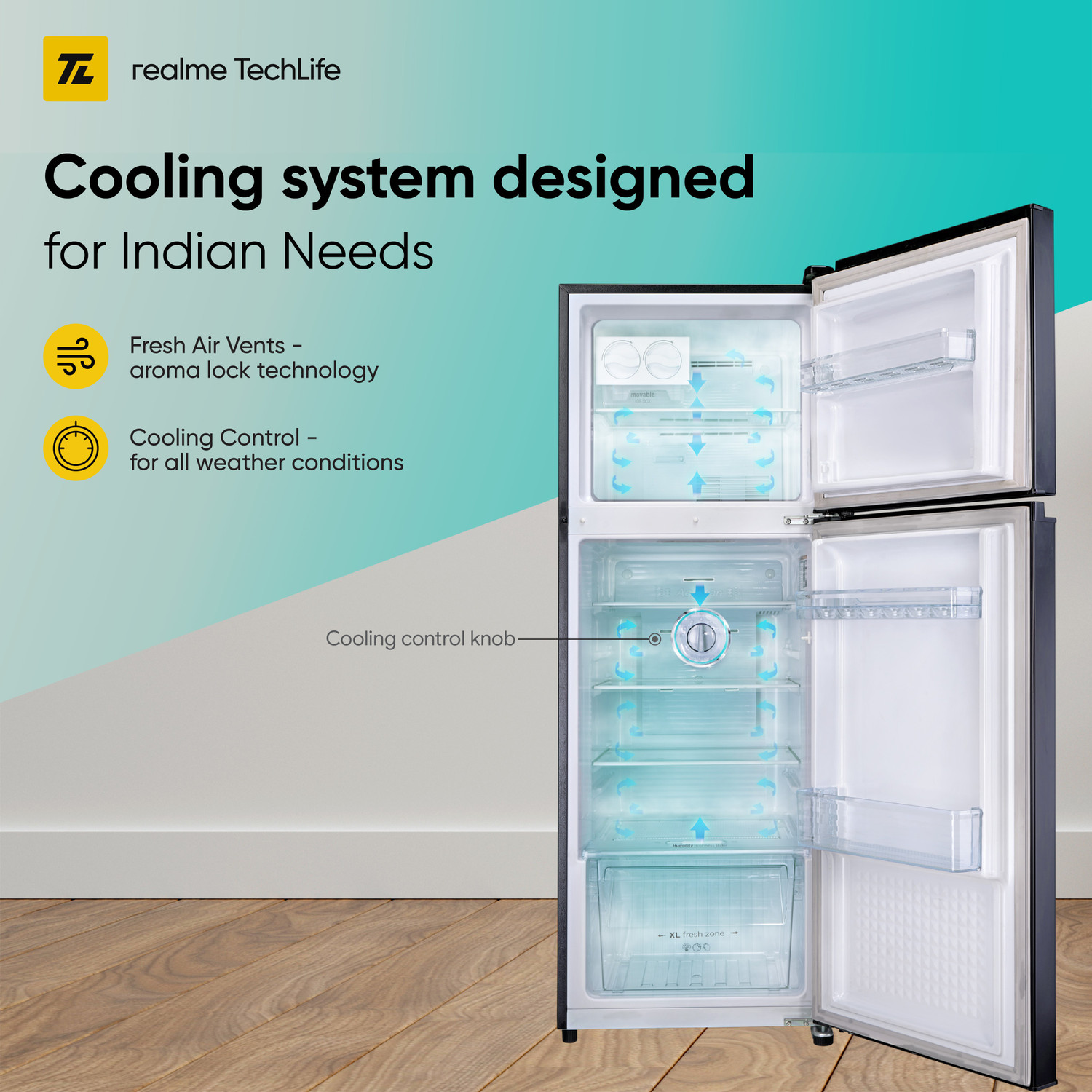 Image of realme TechLife 260 L Frost Free Double Door 3 Star Refrigerator