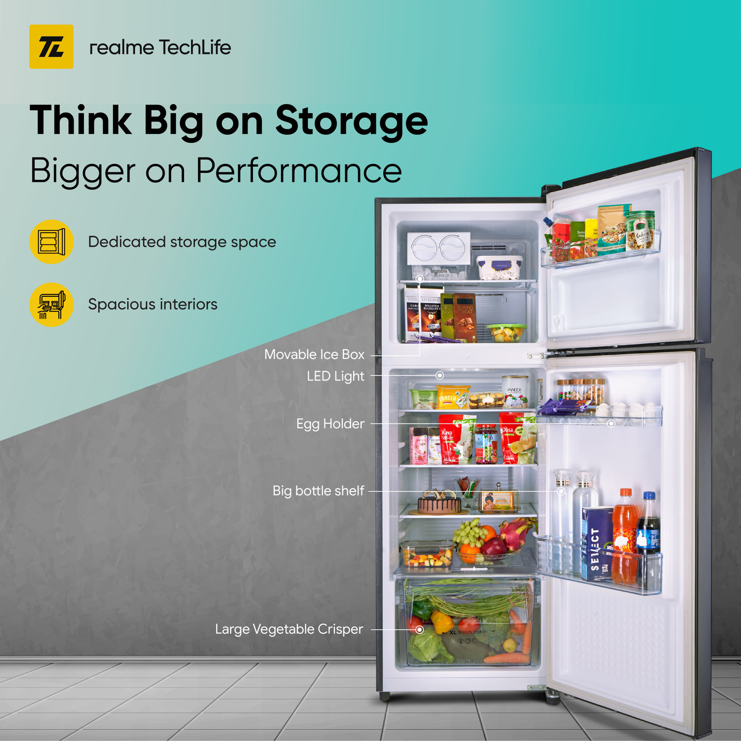 Image of realme TechLife 260 L Frost Free Double Door 3 Star Refrigerator
