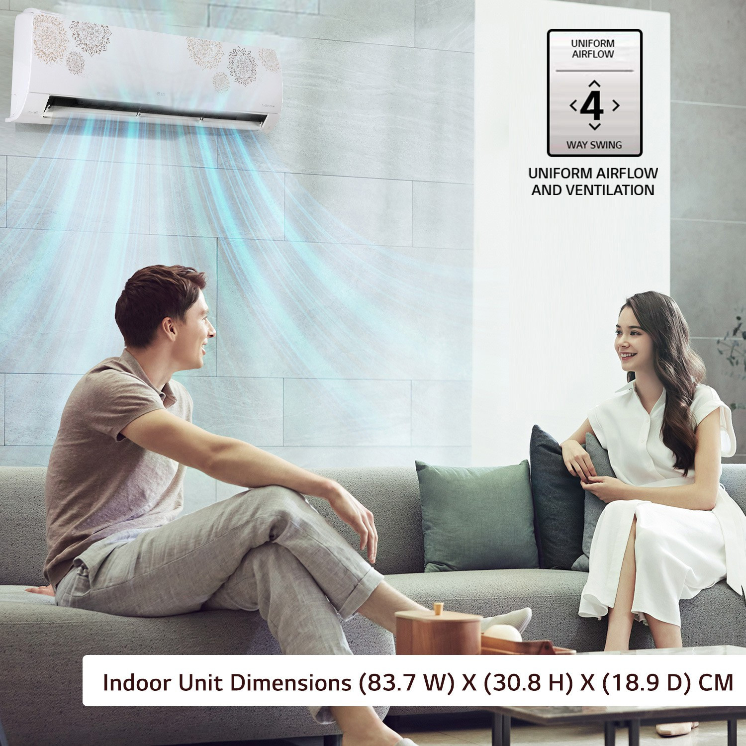 Image of LG 2022 Model 1 Ton 5 Star Split Inverter AI, 4 Way Swing, HD Filter with Anti-Virus Protection Designer Series AC