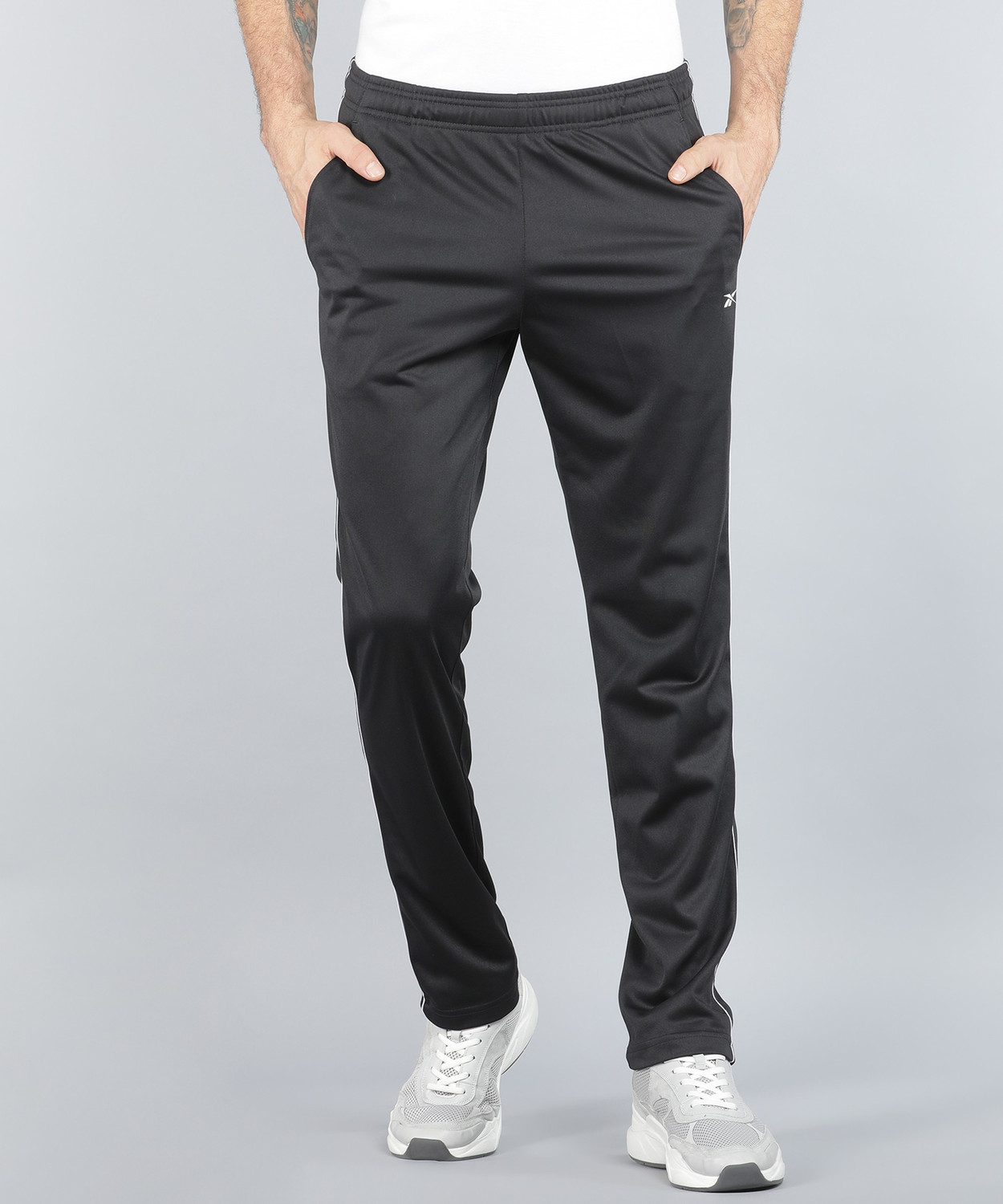 REEBOK Solid Men Black Track Pants Price History