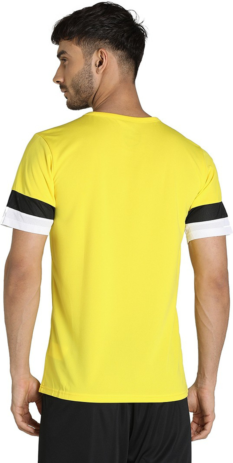 Image of PUMA Colorblock Men Round Neck Yellow T-Shirt