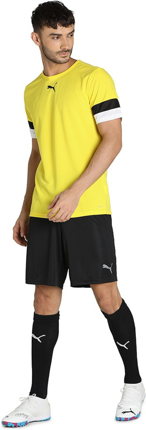 Image of PUMA Colorblock Men Round Neck Yellow T-Shirt