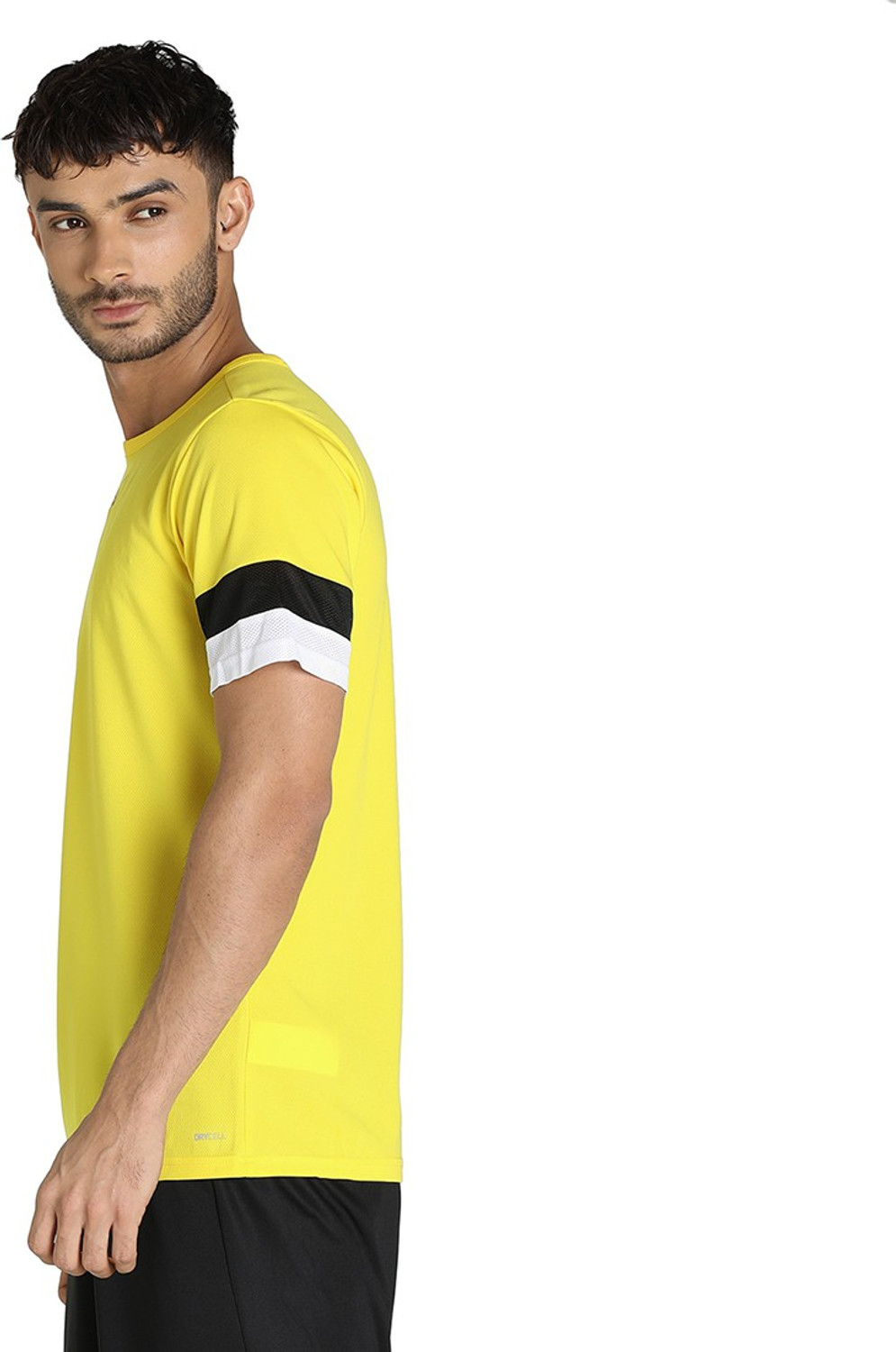 Image of PUMA Colorblock Men Round Neck Yellow T-Shirt