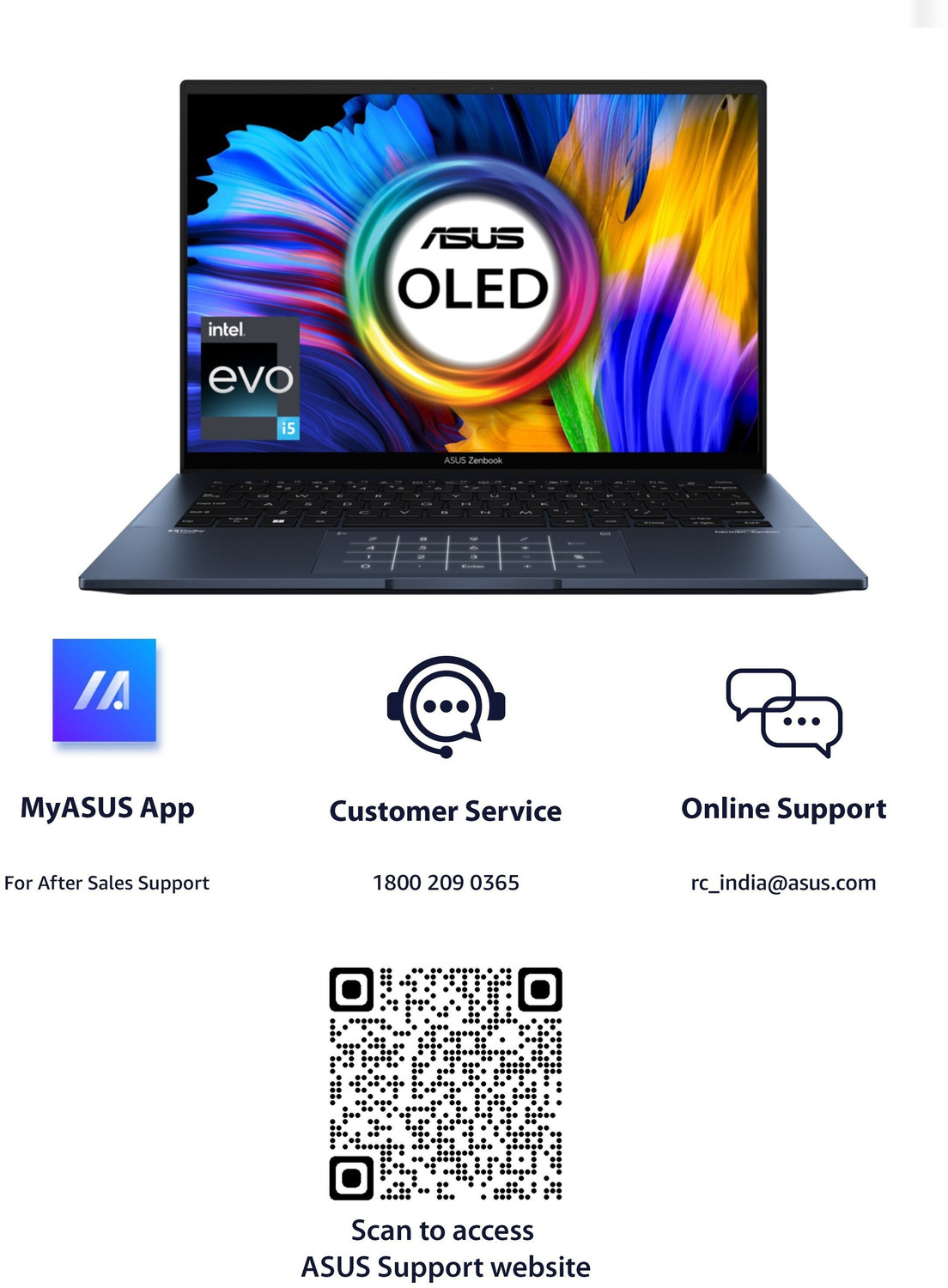 Image of ASUS Zenbook 14 OLED Intel EVO P-Series Intel Core i7 12th Gen 1260P - (16 GB /512 GB SSD /Windows 11 Home) UX3402ZA-KM731WS Thin and Light Laptop