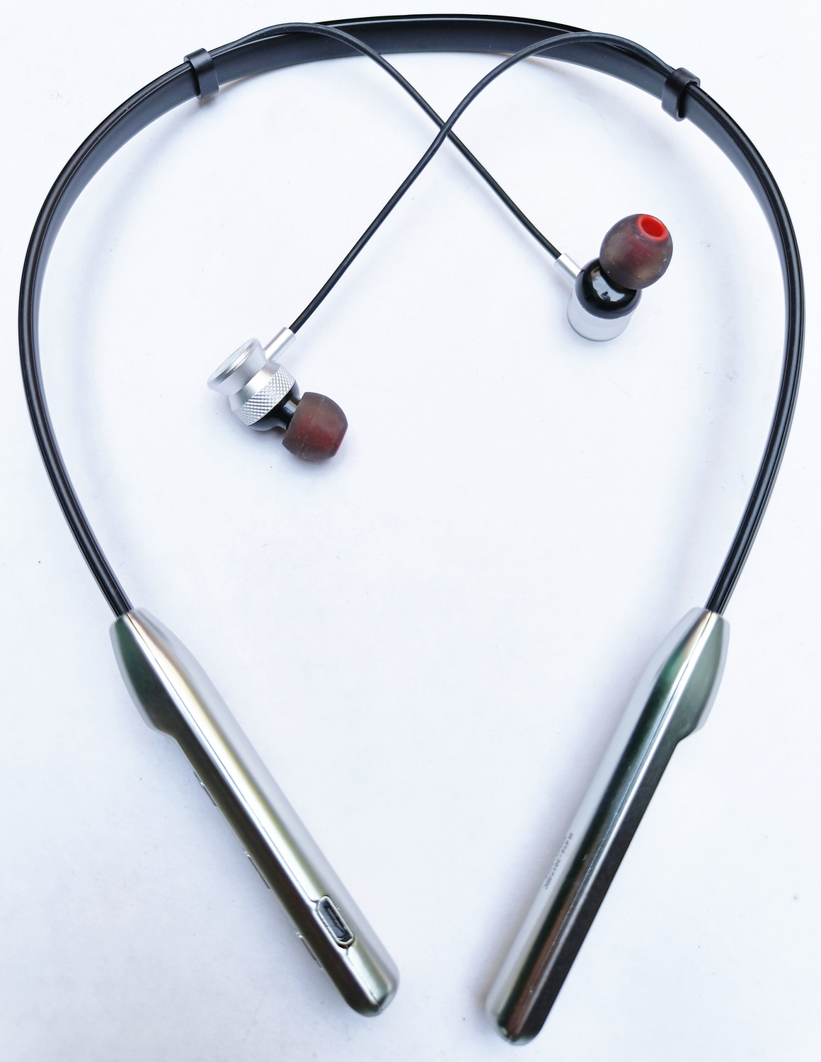 Image of ROKAVO New Neckband silver col wireless Bluetooth Headset 40hr Long battery hi-magnetic Bluetooth