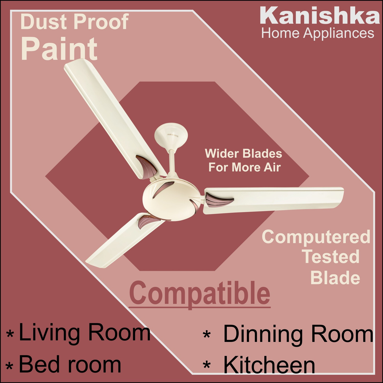Image of Kanishka 48 ivory New Copper with 24 Months Warranty Ultra High Speed 1200 mm Ceiling Fan