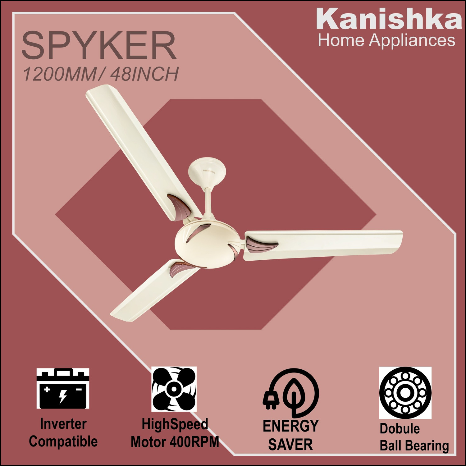 Image of Kanishka 48 ivory New Copper with 24 Months Warranty Ultra High Speed 1200 mm Ceiling Fan